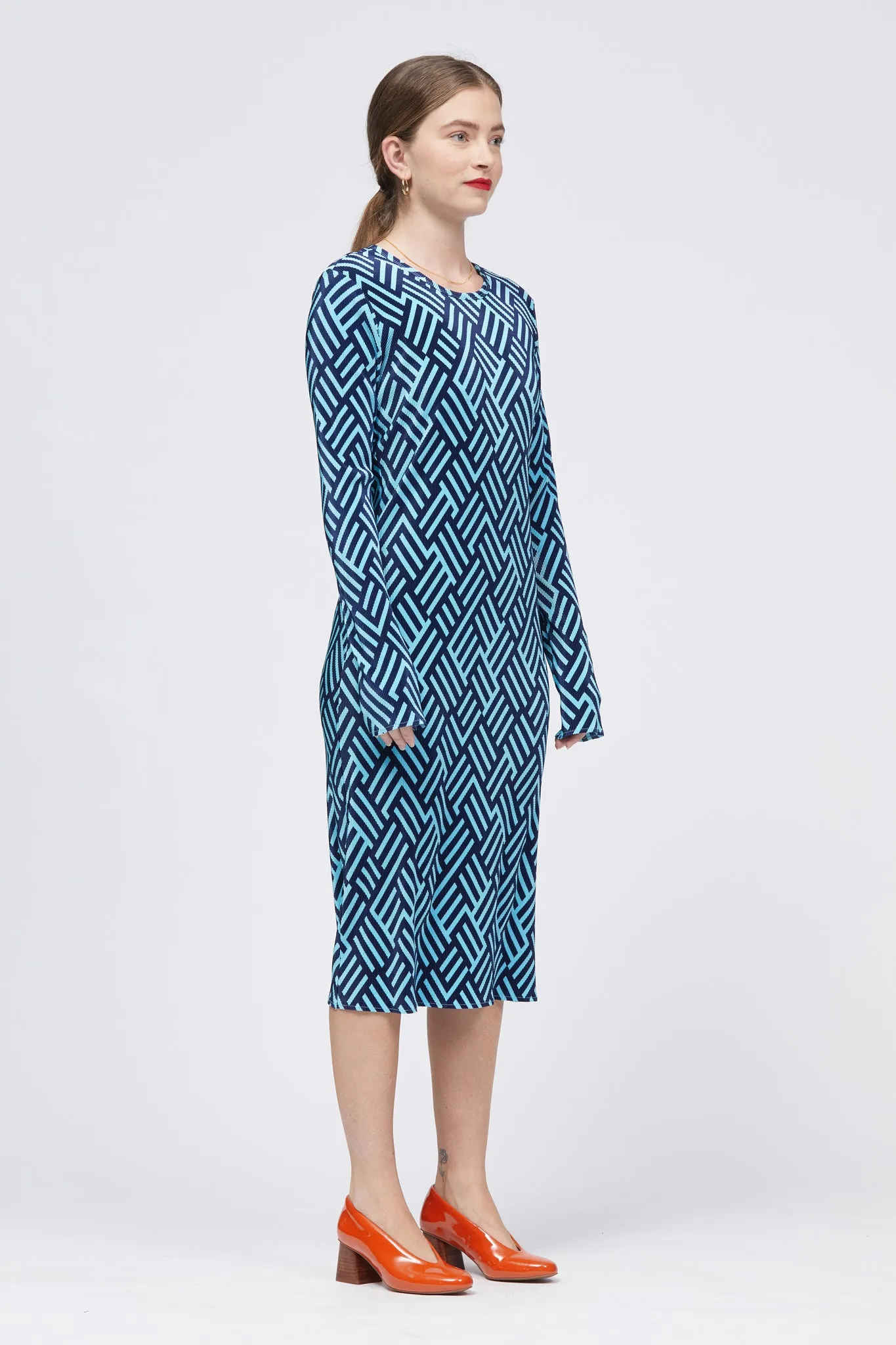 Kawa Dress Light Blue/Navy Print