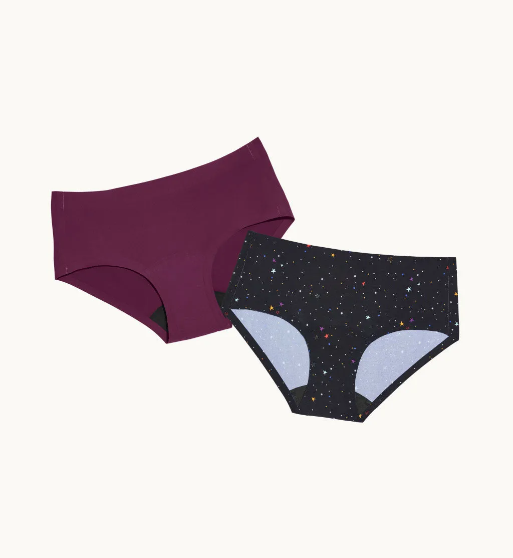 (KIT ITE EVERYDAY LEAKPROOF UNDERWEAR LTD COLOR LUCKY STAR/BERRY 2-PACK | BOYSHORT