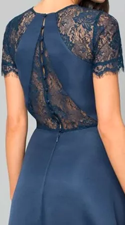 Lace Navy Dip Hem Dress