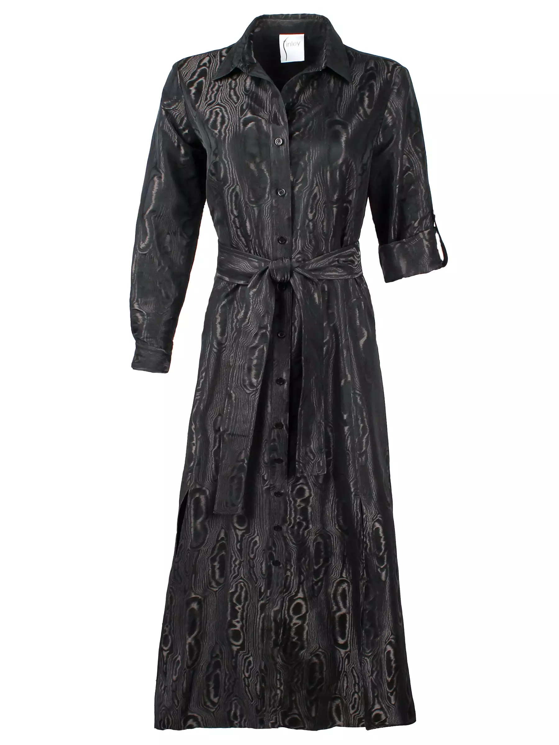 Laine Shirt Dress Black Moire Jacquard