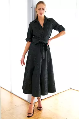 Laine Shirt Dress Black Moire Jacquard