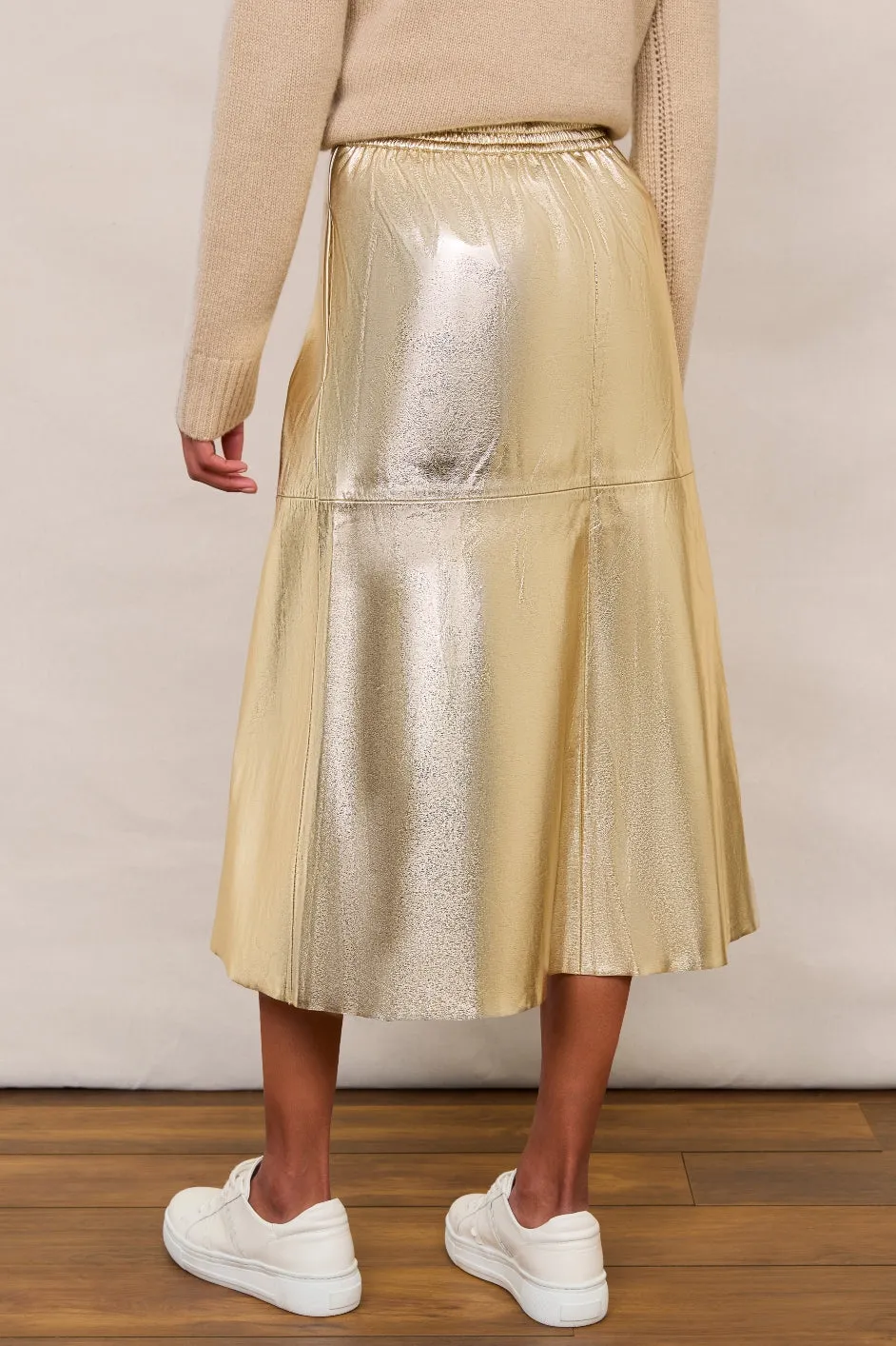 Lateisha Faux Leather Skirt - Metallic Gold