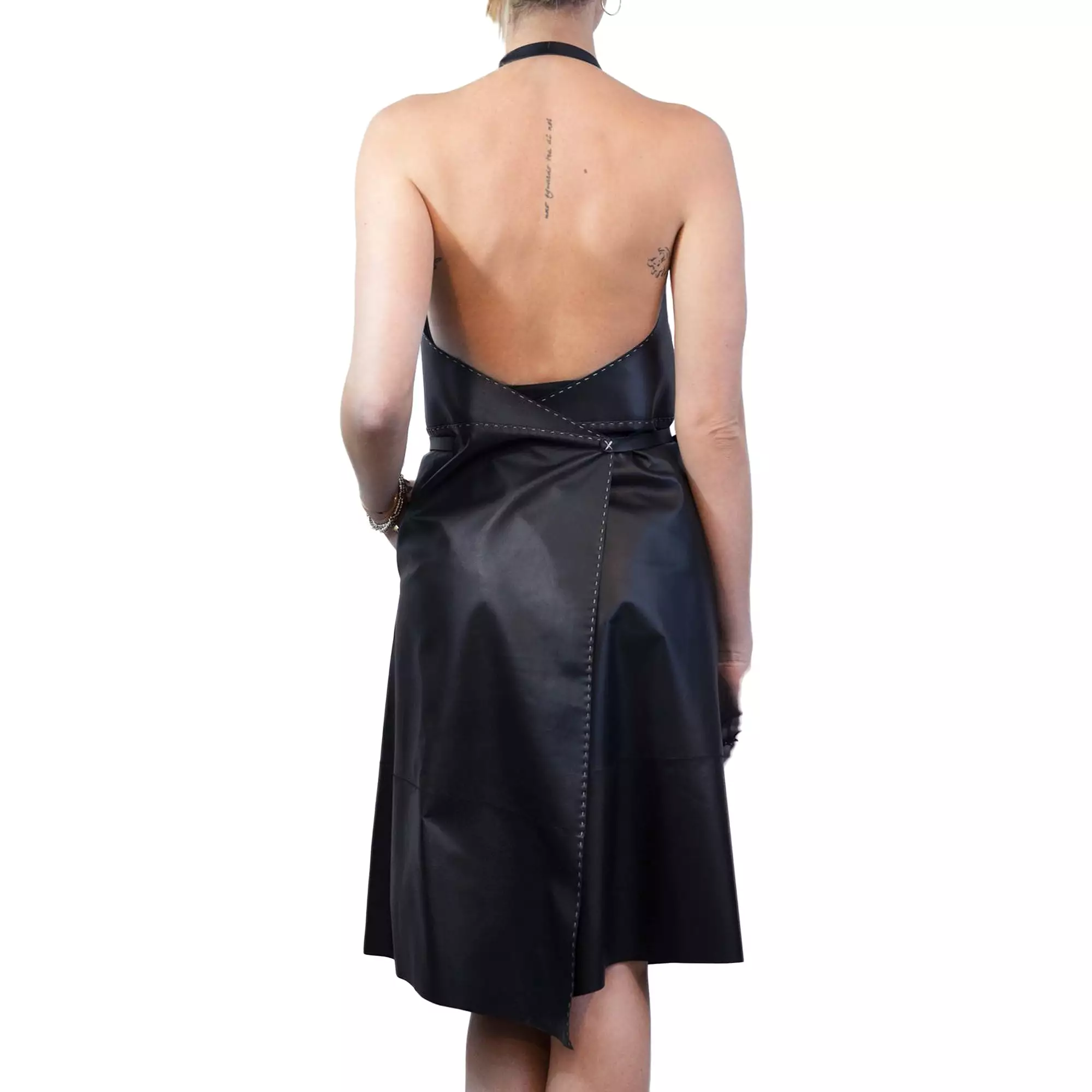 Leather Apron Dress Black