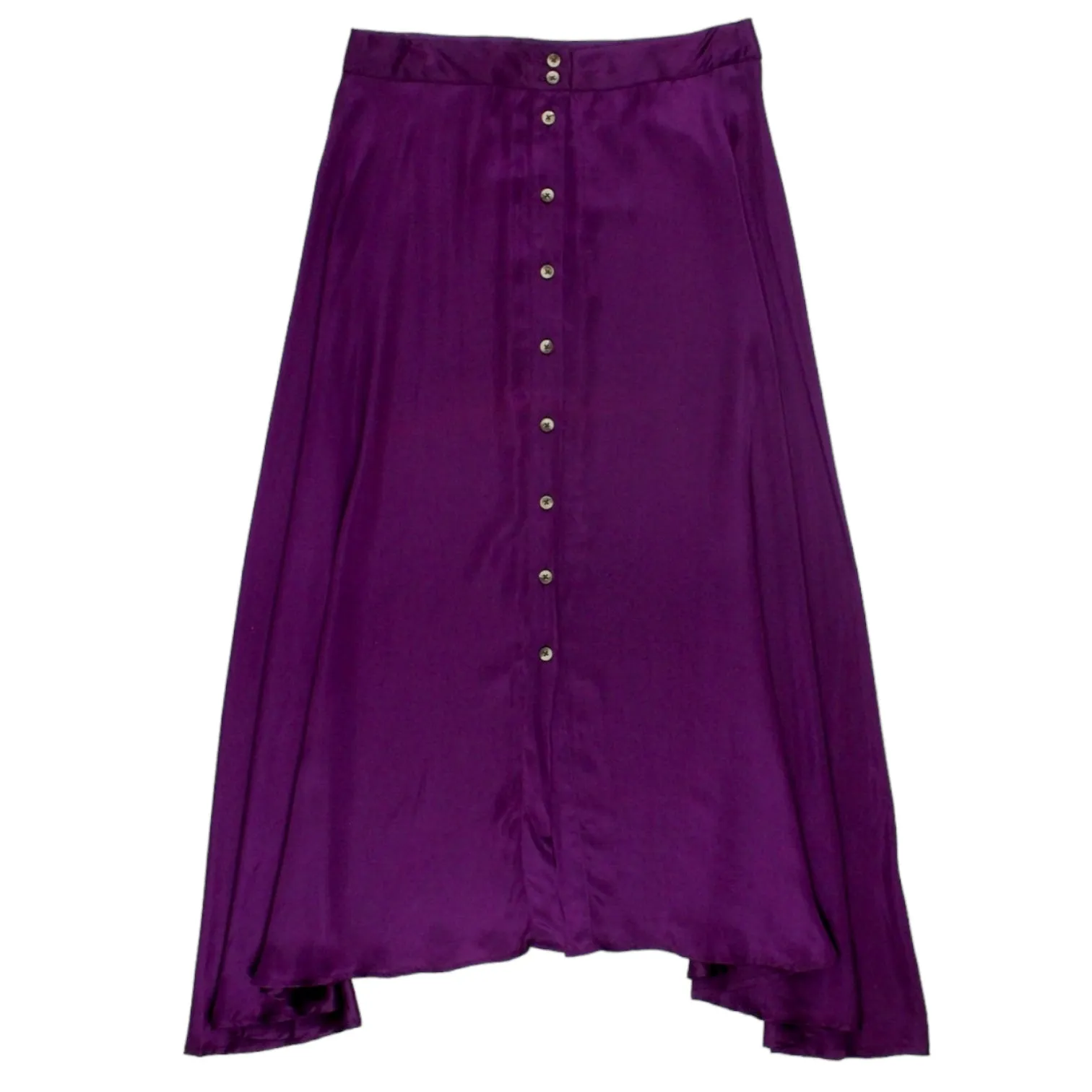 Leon & Harper Purple Silky Asymmetric Hem Skirt