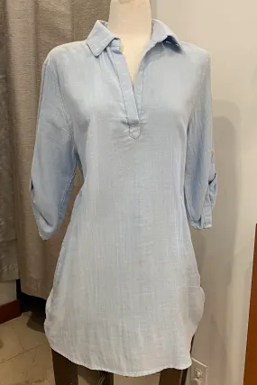 Light Blue 3/4 Sleeve Tunic Dress