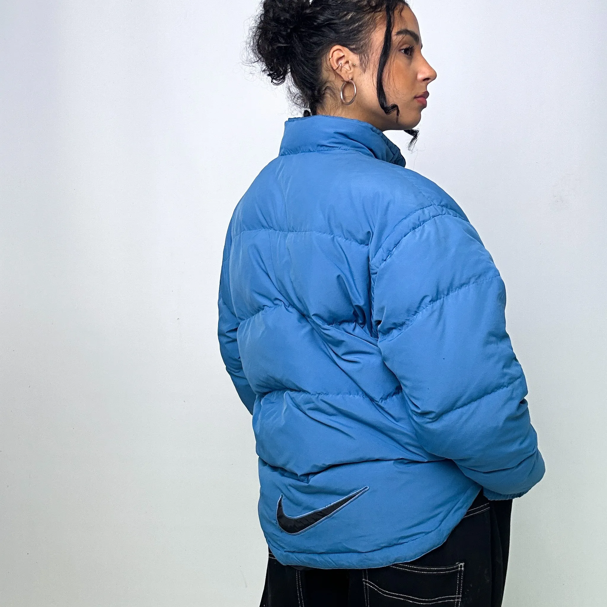 Light Blue 90s NIKE Puffer Jacket Coat (L)