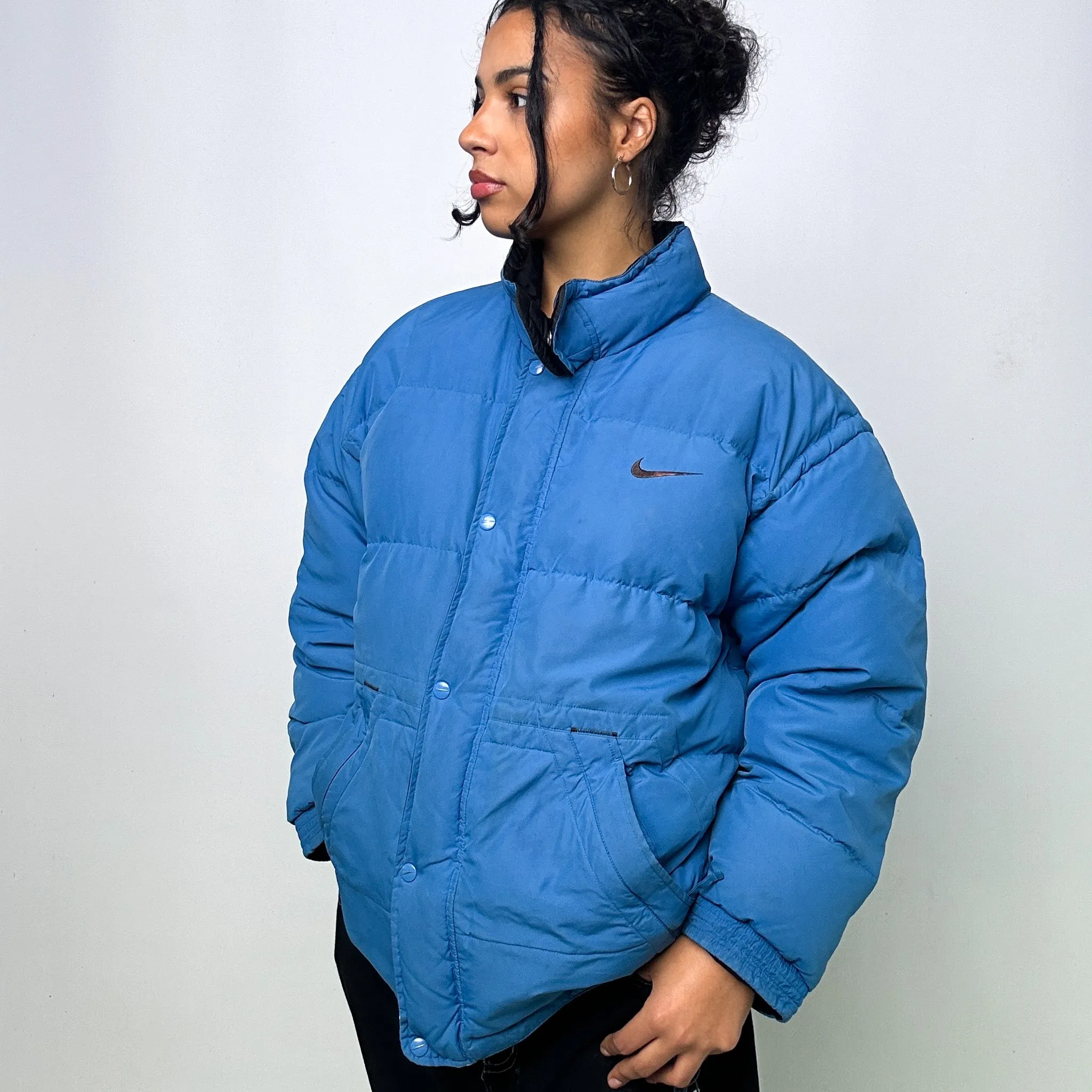 Light Blue 90s NIKE Puffer Jacket Coat (L)