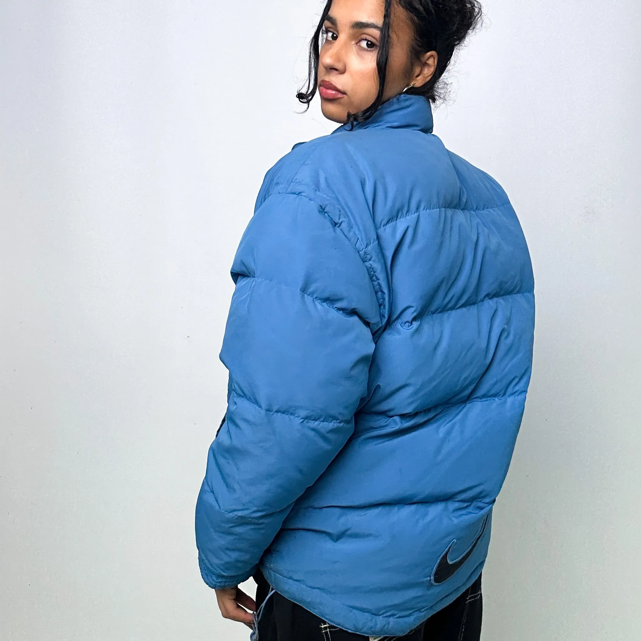 Light Blue 90s NIKE Puffer Jacket Coat (L)