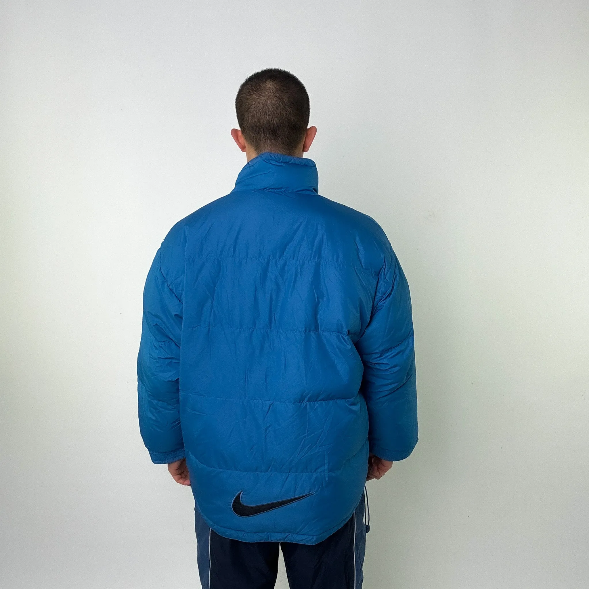 Light Blue 90s NIKE Puffer Jacket Coat (XL)