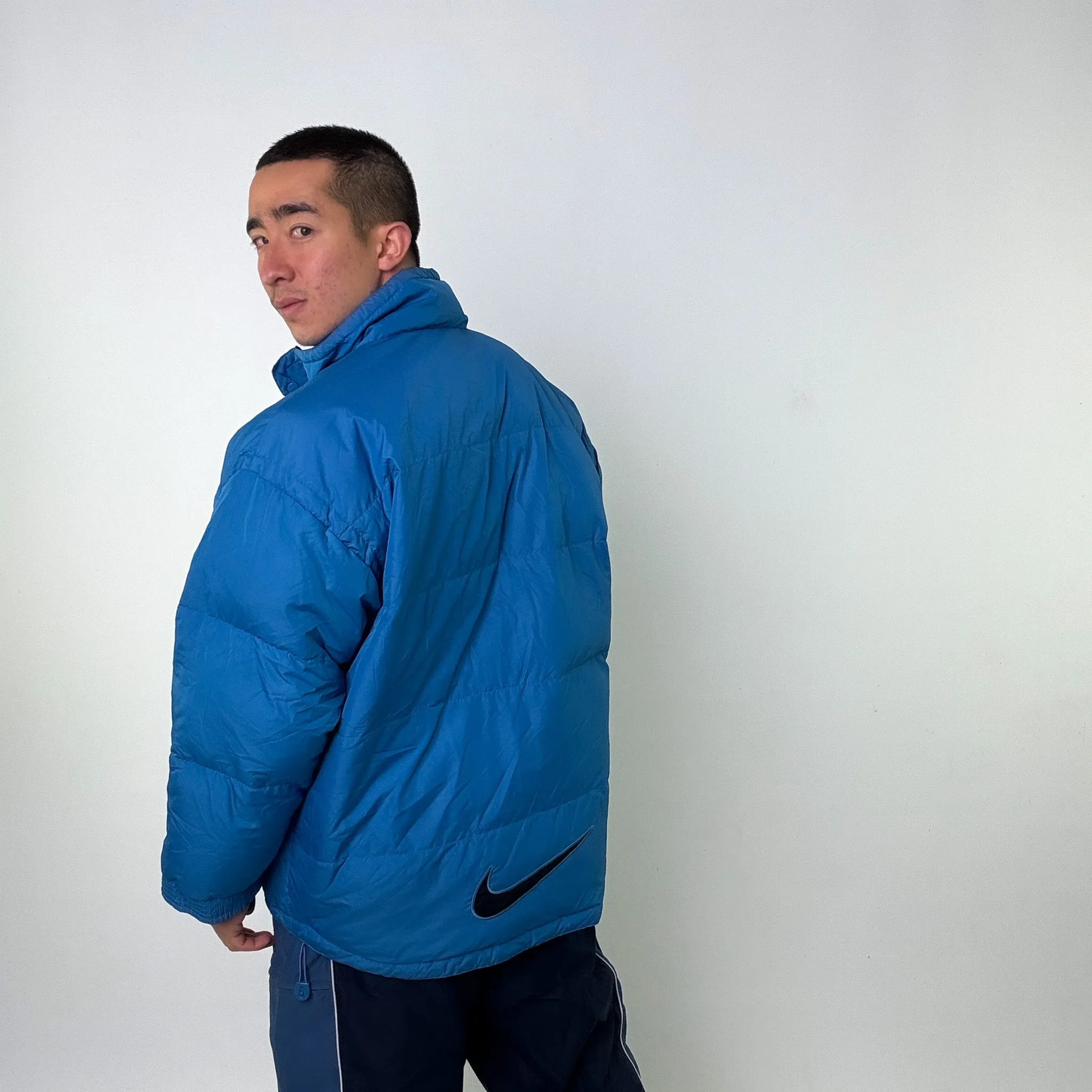 Light Blue 90s NIKE Puffer Jacket Coat (XL)