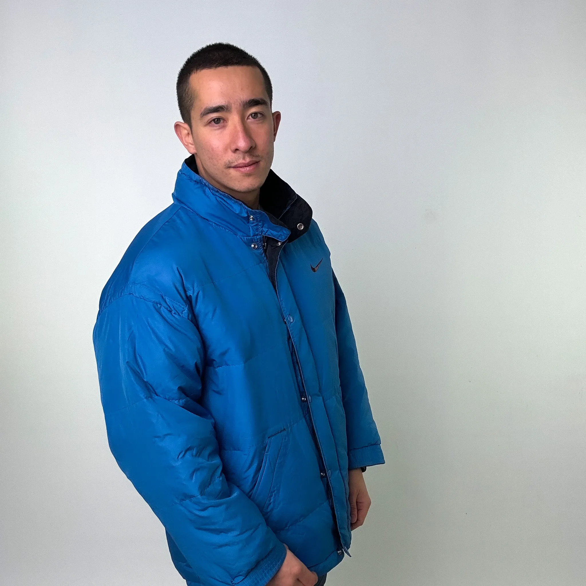 Light Blue 90s NIKE Puffer Jacket Coat (XL)