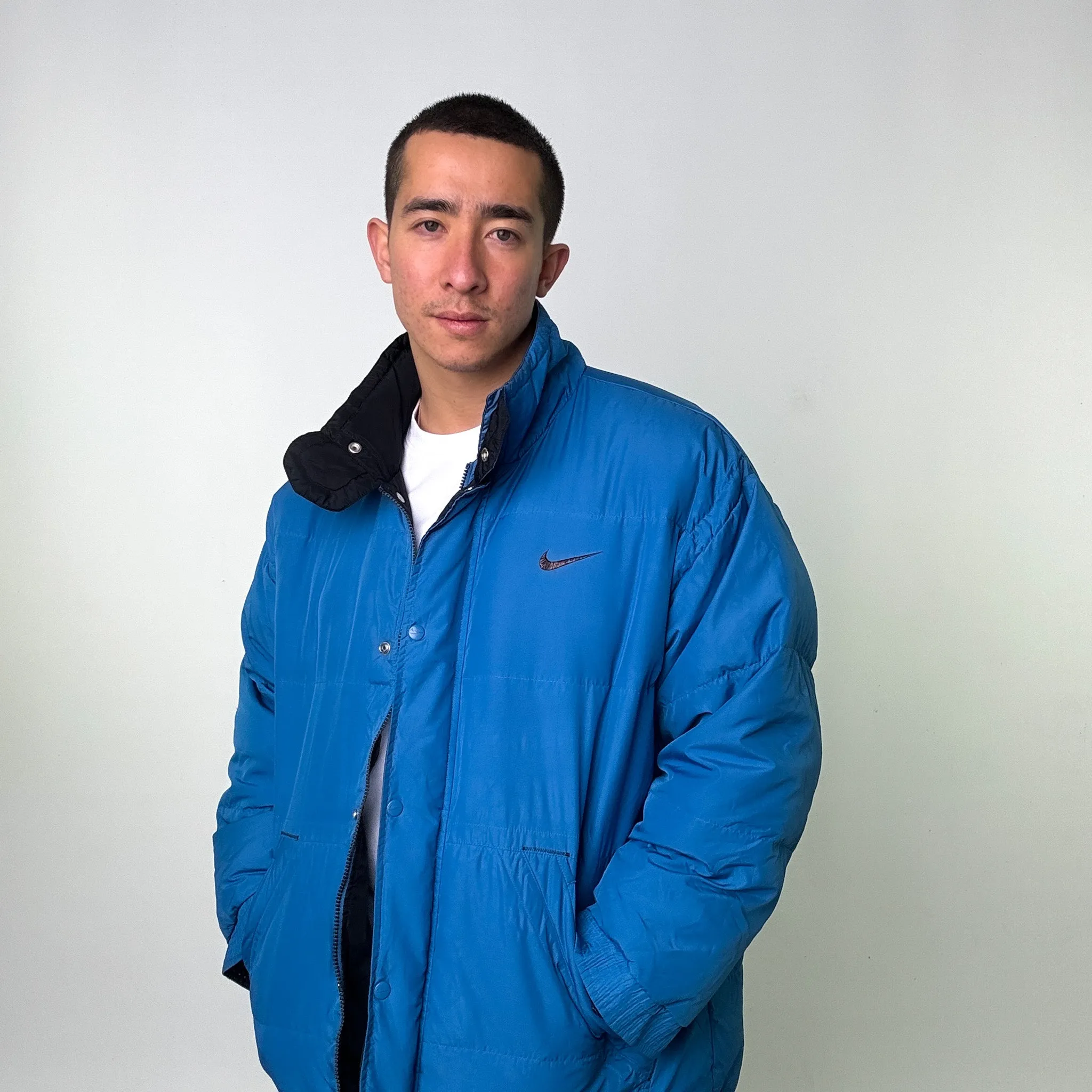 Light Blue 90s NIKE Puffer Jacket Coat (XL)