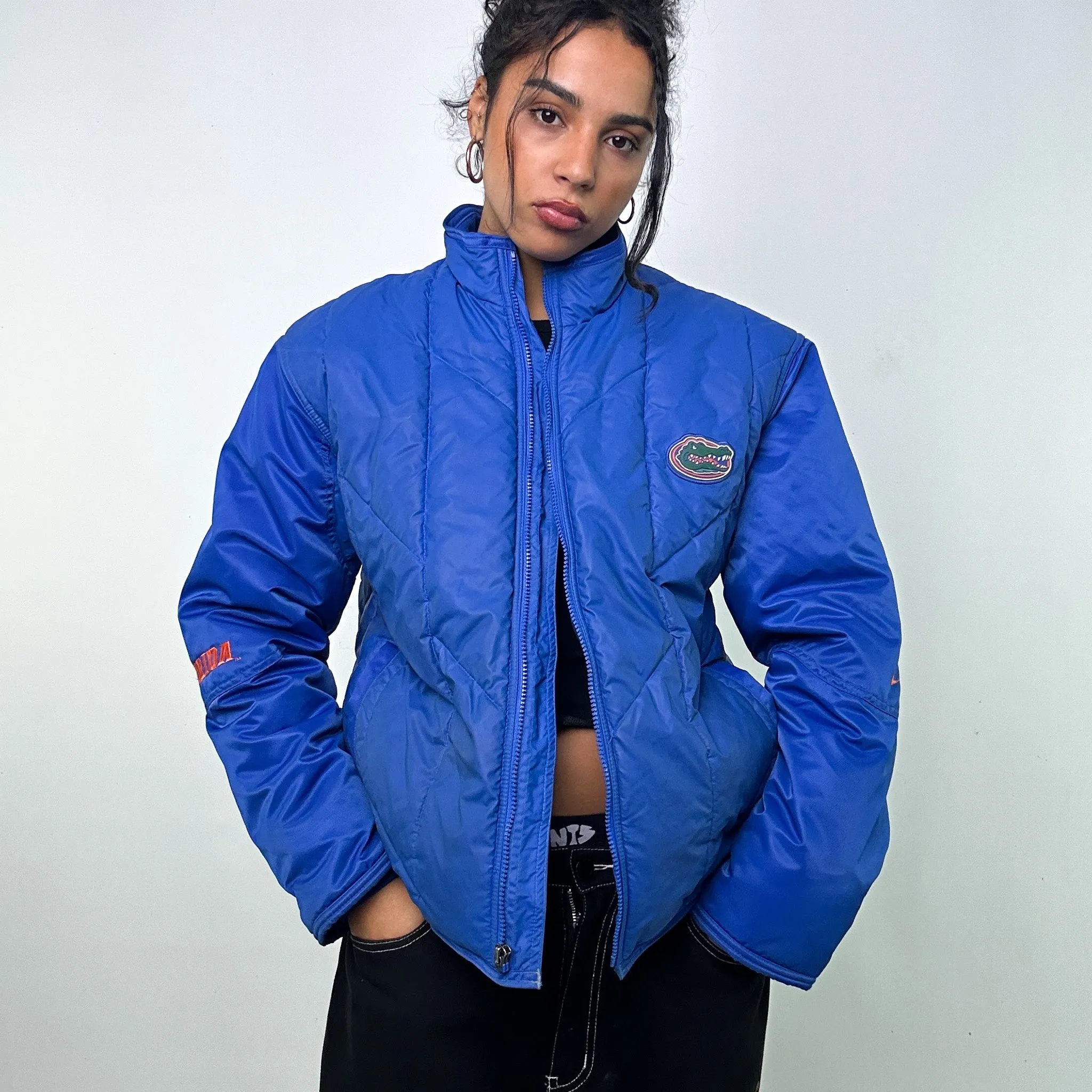 LIGHT BLUE 90S NIKE TEAM FLORIDA PUFFER JACKET COAT (