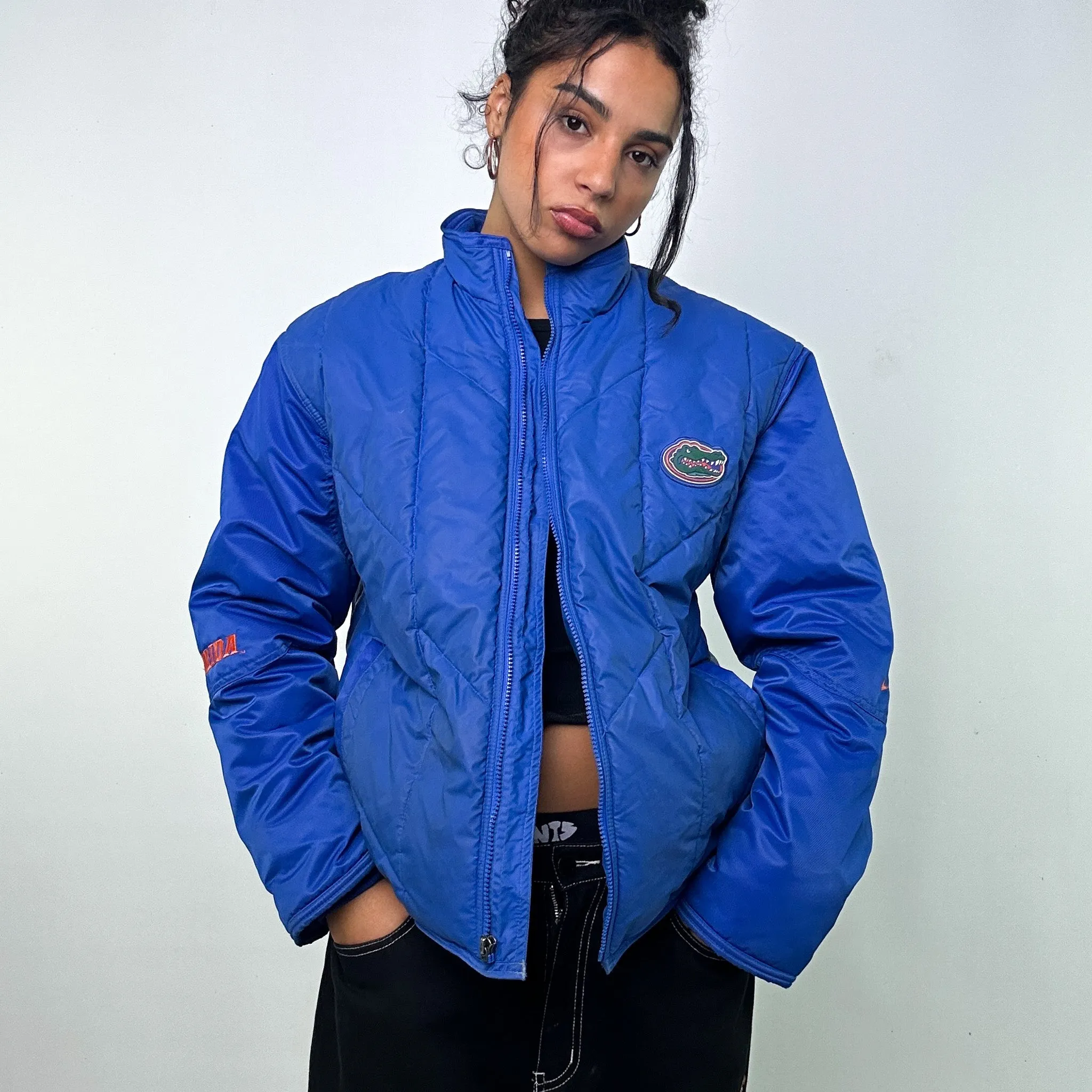 LIGHT BLUE 90S NIKE TEAM FLORIDA PUFFER JACKET COAT (