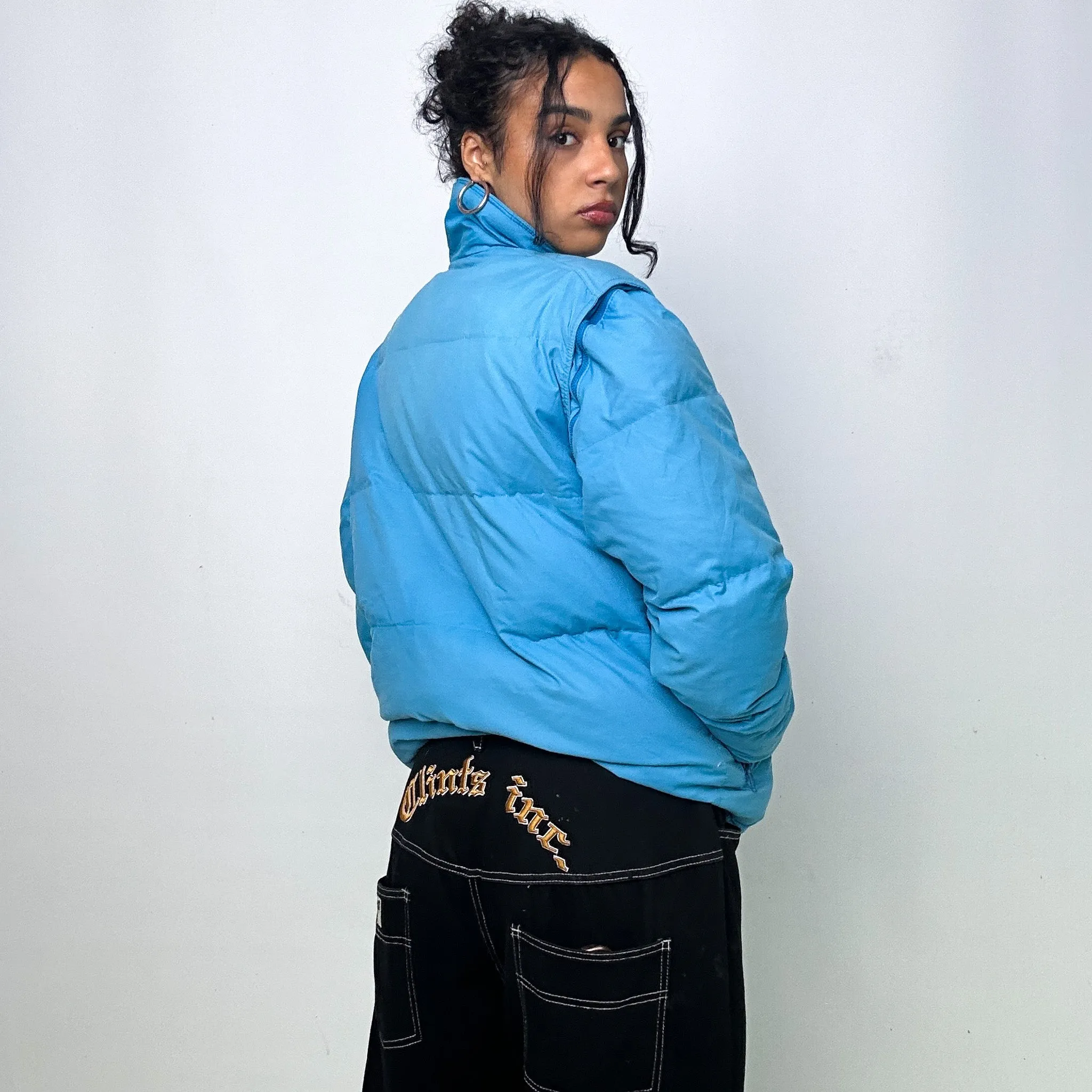 Light Blue 90s Sergio Tacchini Puffer Jacket Coat (L)