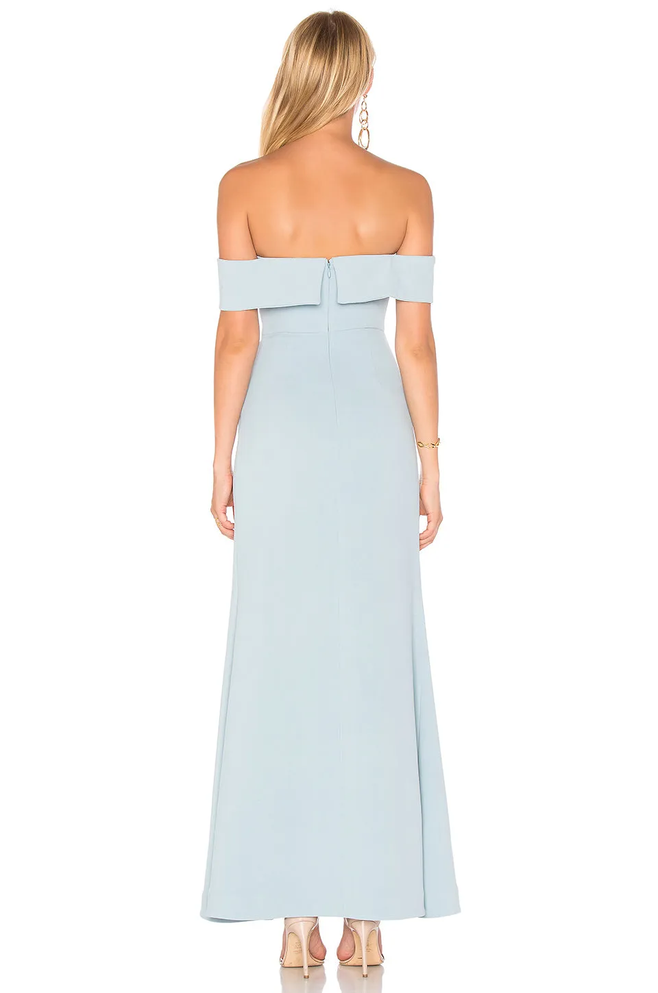 Light Blue Danica Off Shoulder High Split Maxi Dress