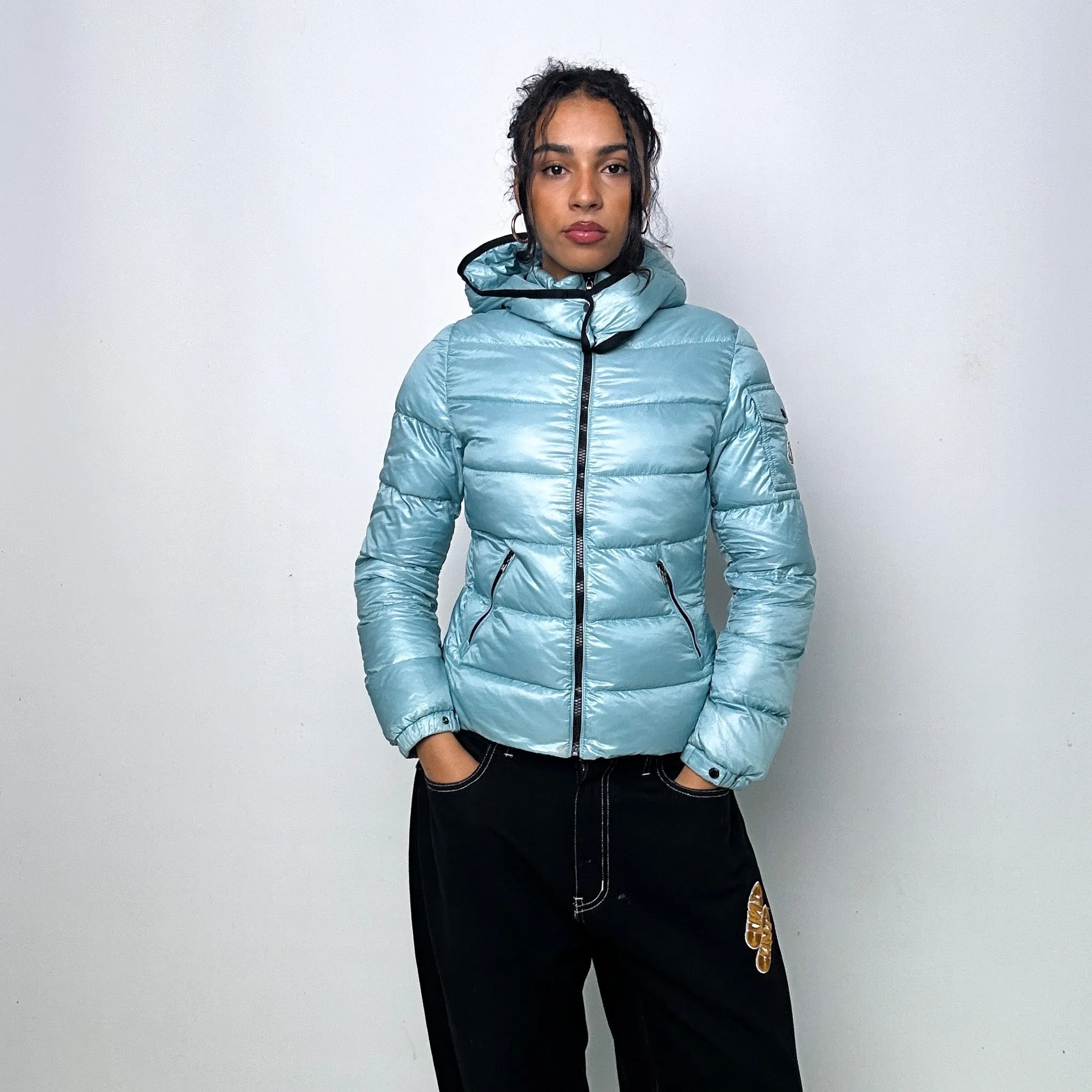 Light Blue y2ks Moncler Berre Puffer Jacket Coat (S)