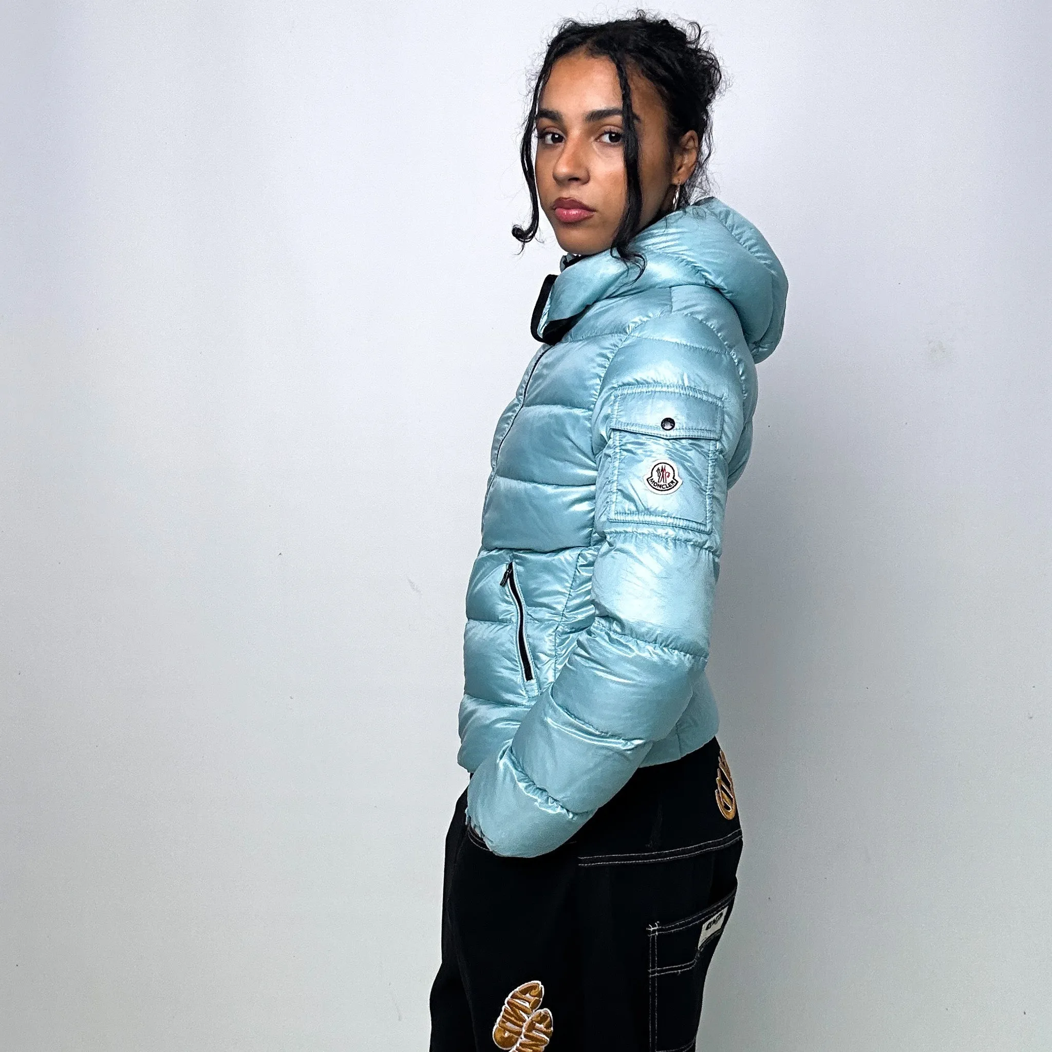 Light Blue y2ks Moncler Berre Puffer Jacket Coat (S)