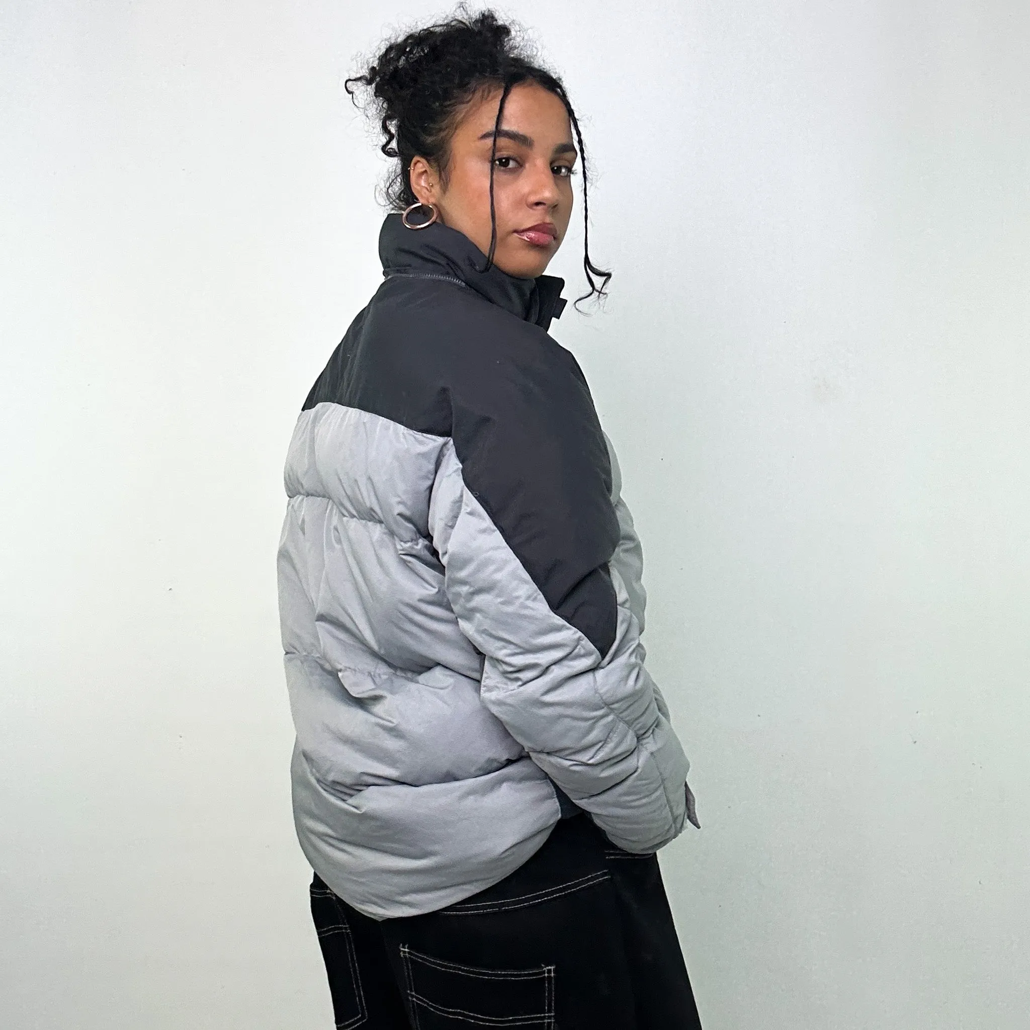 Light Grey y2ks NIKE Puffer Jacket Coat (L)