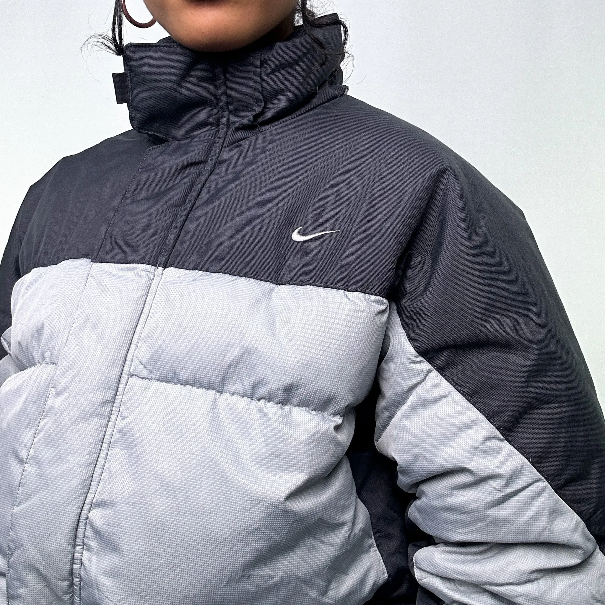 Light Grey y2ks NIKE Puffer Jacket Coat (L)