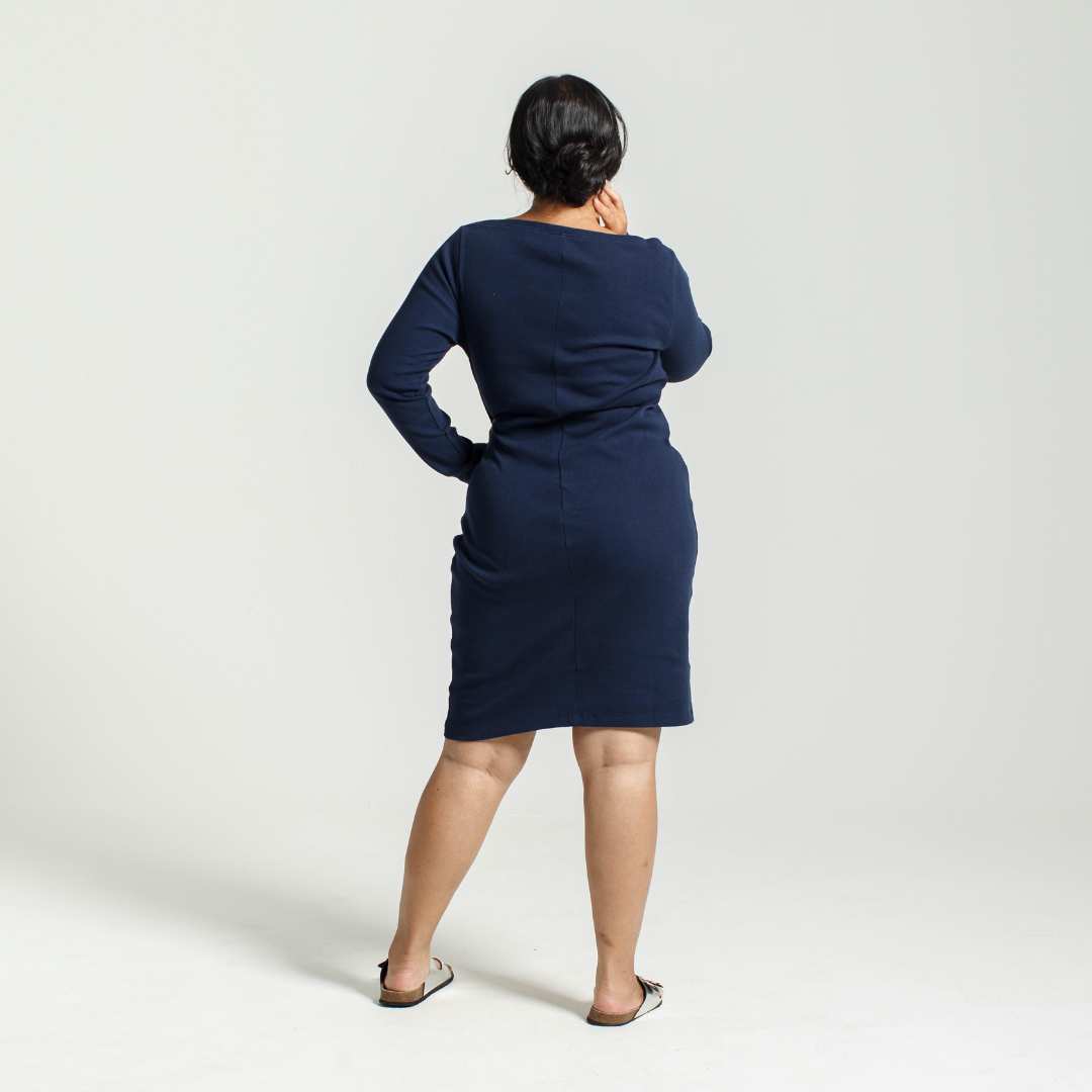 Long Sleeve Midi Dress | Navy