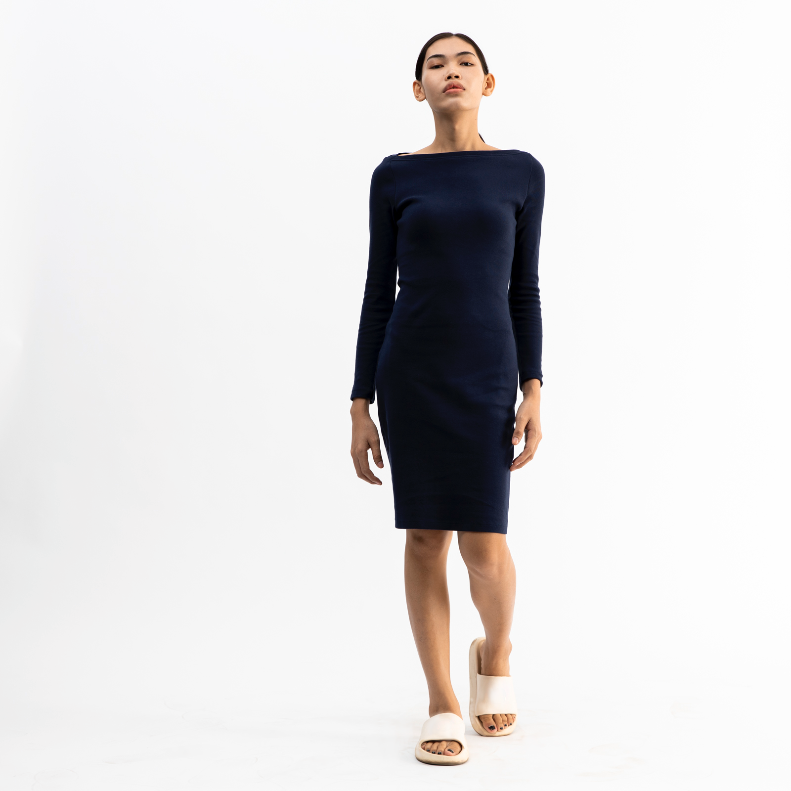 Long Sleeve Midi Dress | Navy