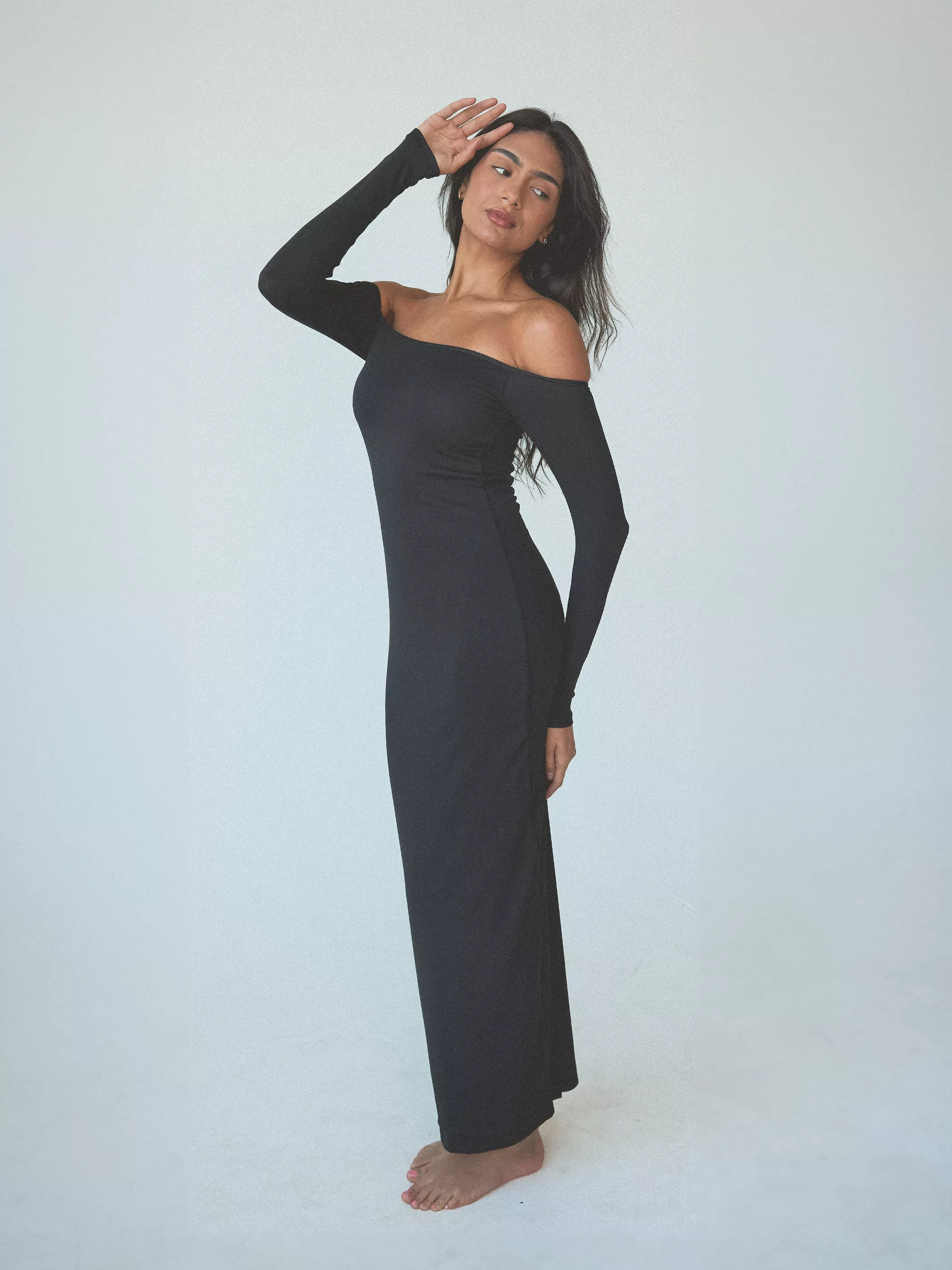 Long Sleeve Off The Shoulder Maxi Brami Dress