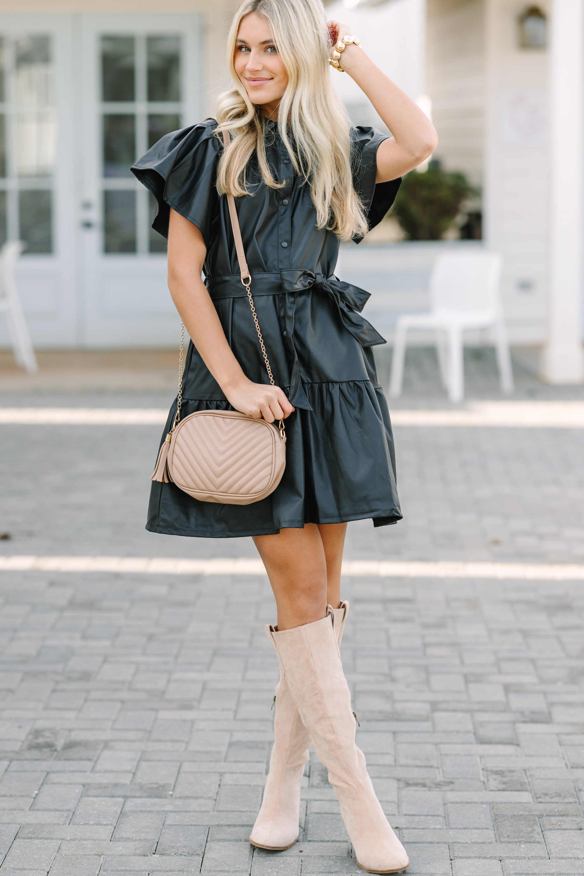 Look Of Love Black Faux Leather Dress