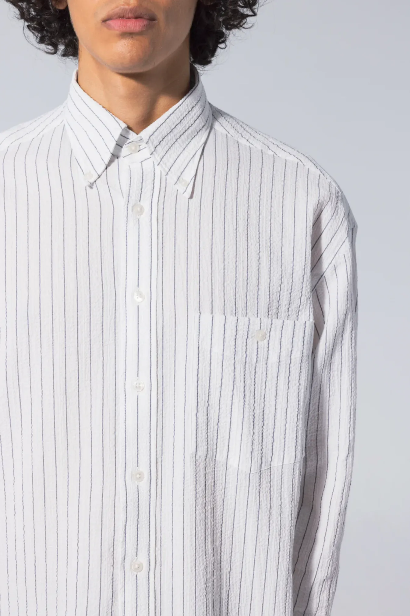 L/S Baggy Seersucker Stripe Shirt