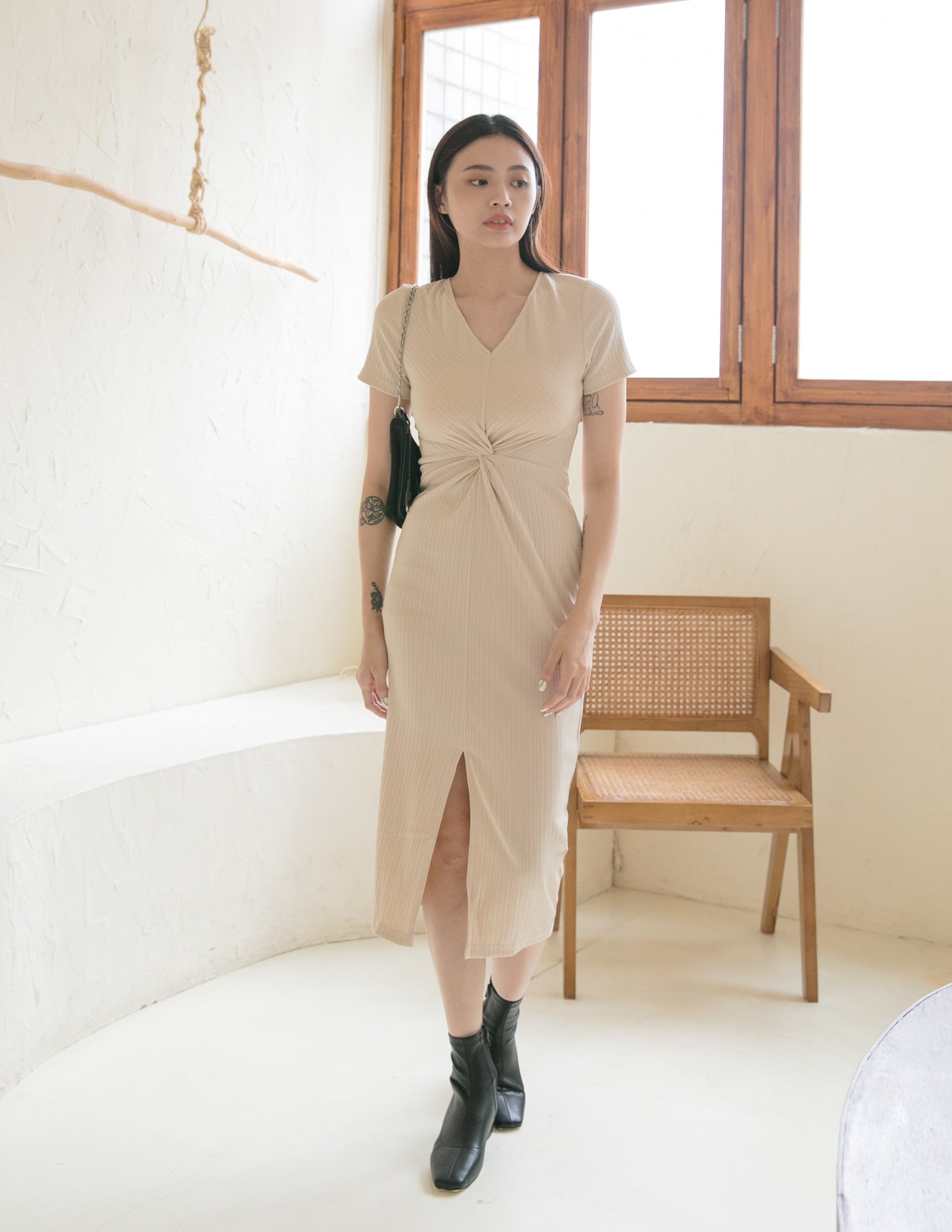 Mae Midi Dress in Ecru