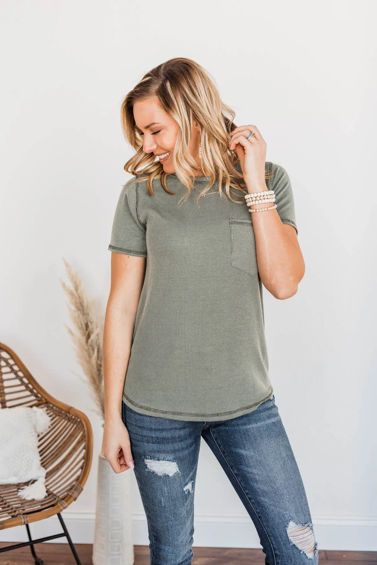 Making A Statement Ribbed Knit Top- Olive