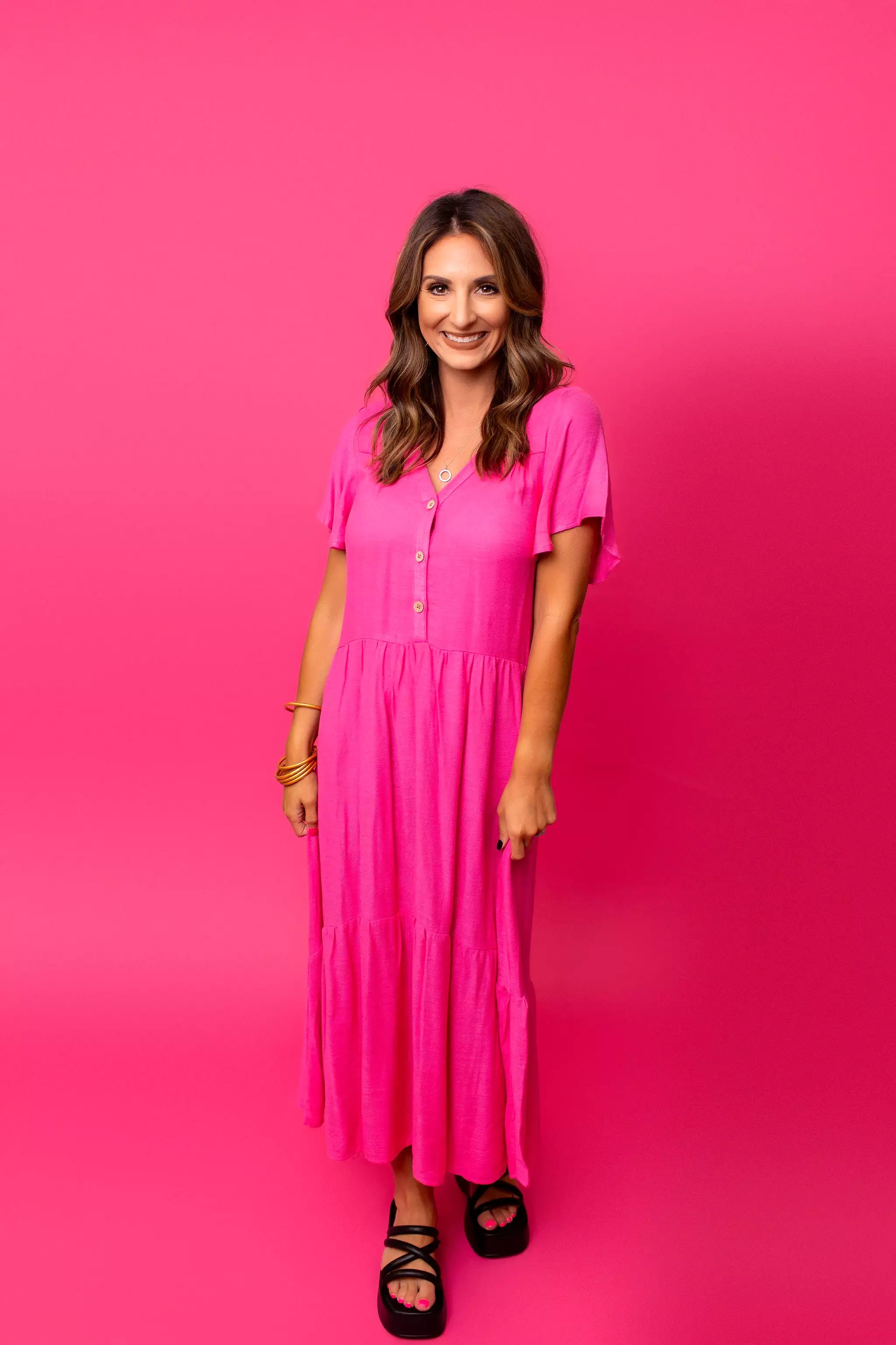 Meet You There Pink Midi Dress