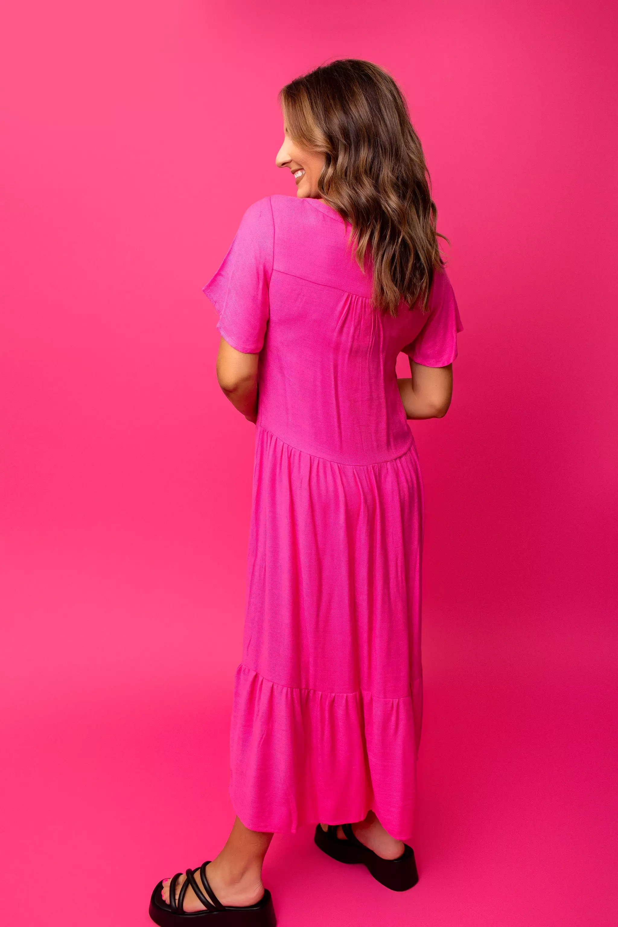 Meet You There Pink Midi Dress