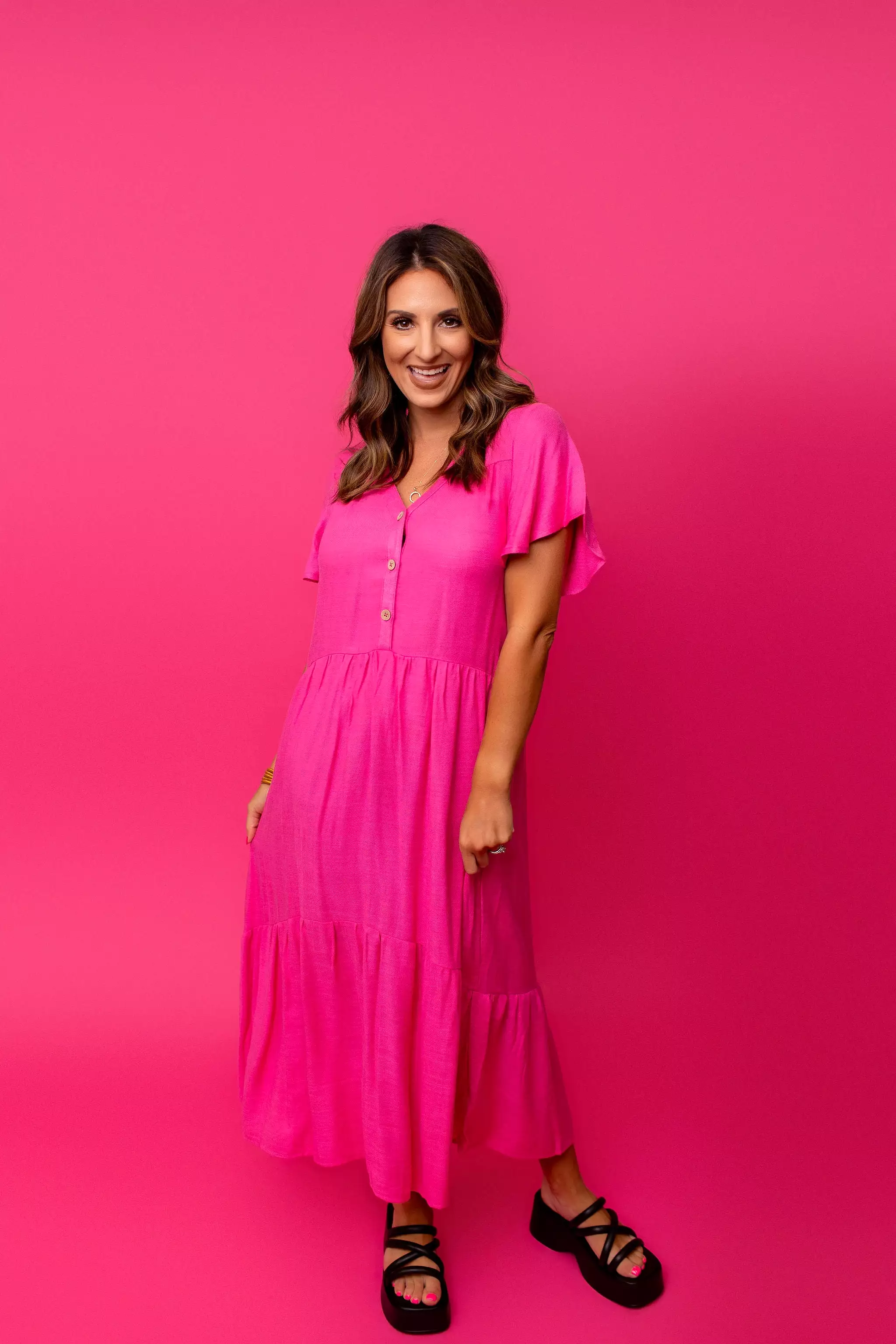 Meet You There Pink Midi Dress