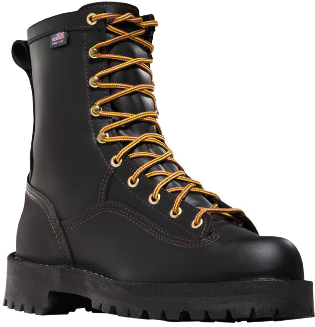 Men's Rain Forest Black Plain Toe Work Boot 