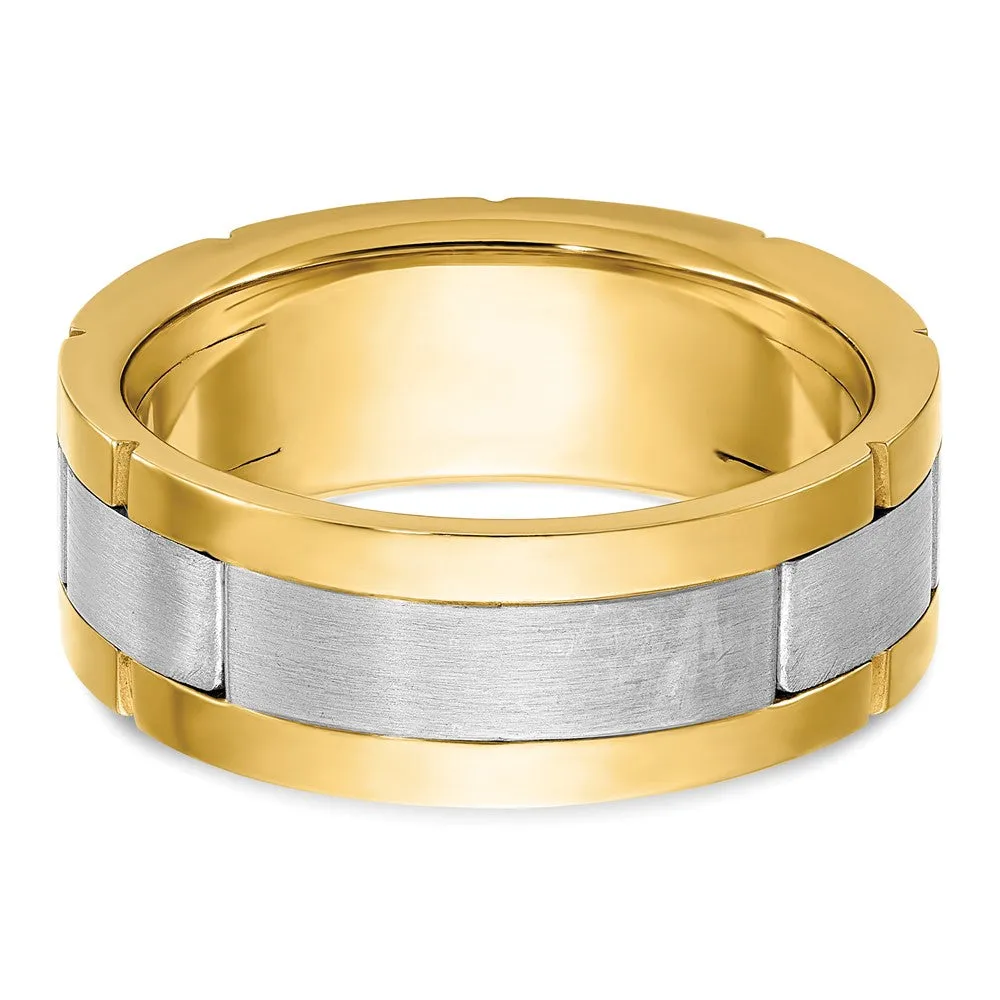 Mens 8.4mm 14K Two Tone Gold 1/6 Ctw Lab-Cr. Diamond Standard Fit Band