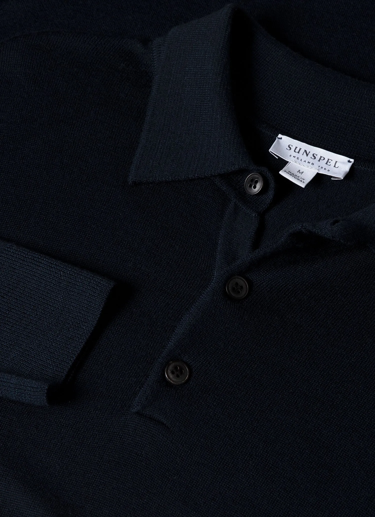 Men's Extra-Fine Merino Polo Shirt in Light Navy