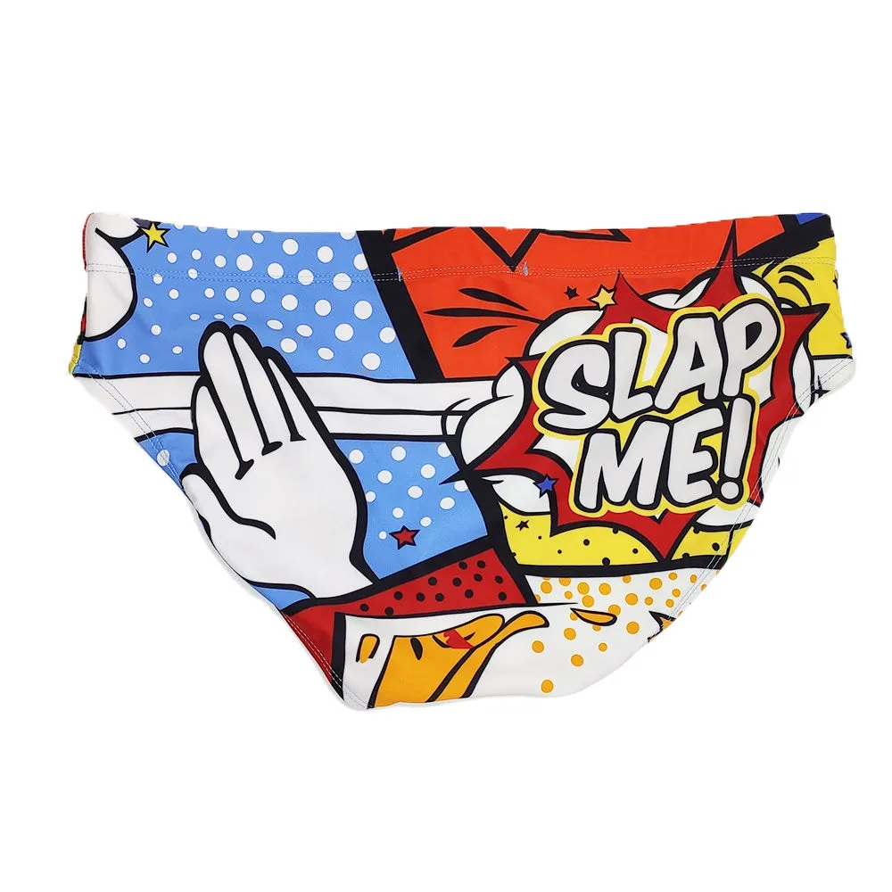 Men's Sexy Polyester Push-Up Cartoons Printed Beach Surfing Briefs