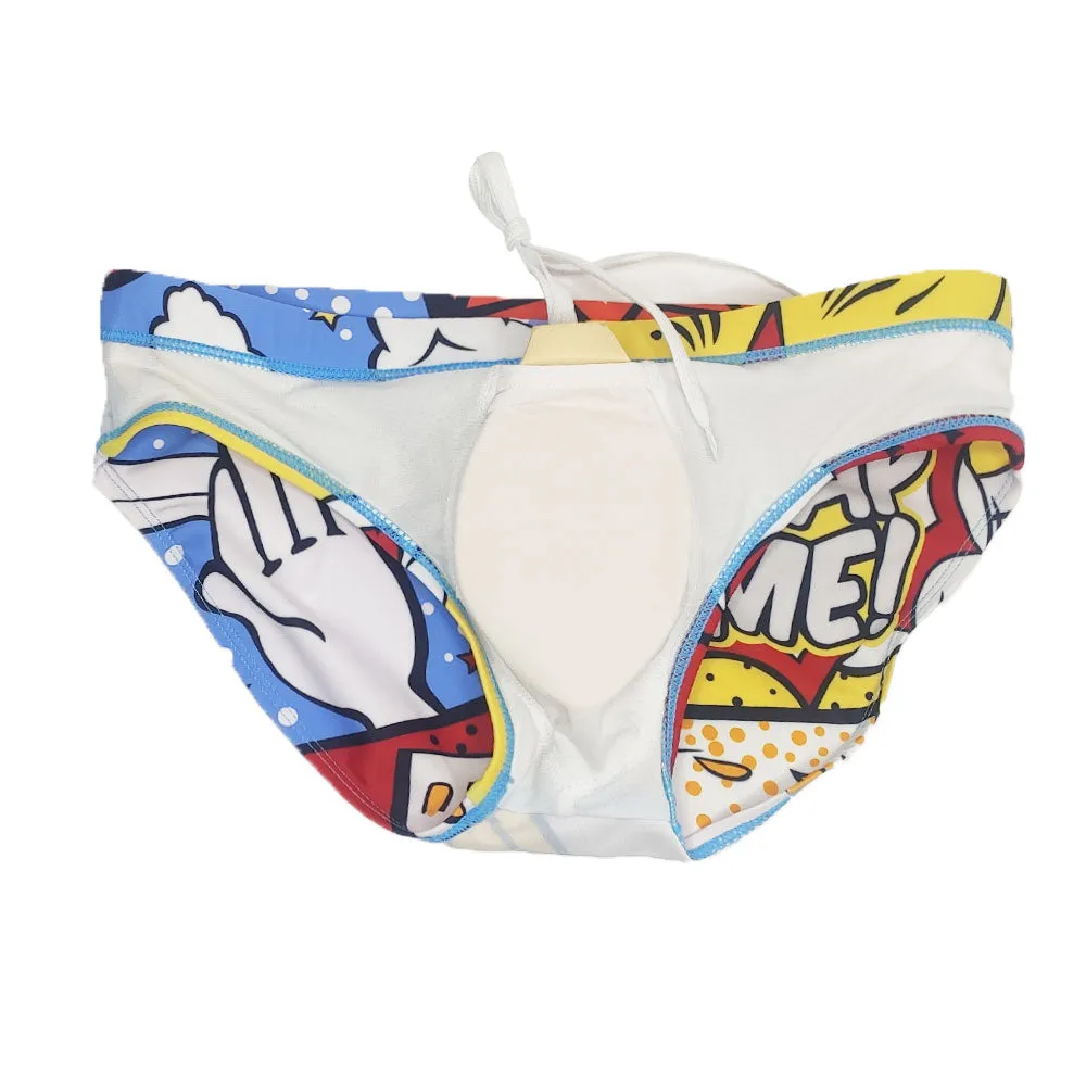 Men's Sexy Polyester Push-Up Cartoons Printed Beach Surfing Briefs