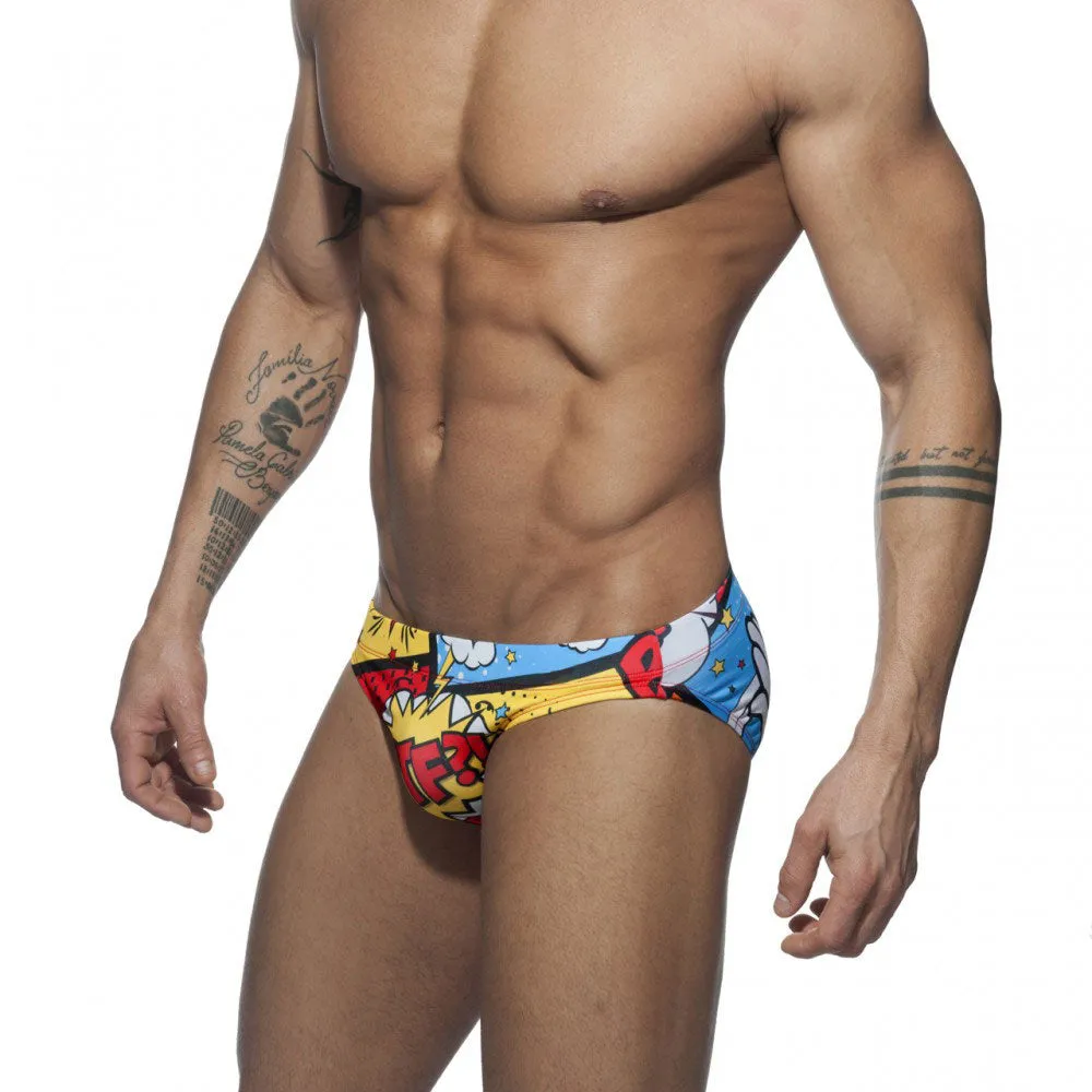 Men's Sexy Polyester Push-Up Cartoons Printed Beach Surfing Briefs