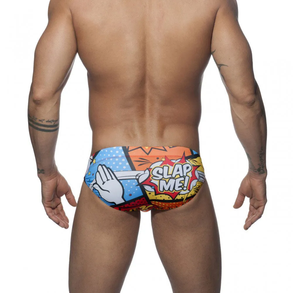 Men's Sexy Polyester Push-Up Cartoons Printed Beach Surfing Briefs