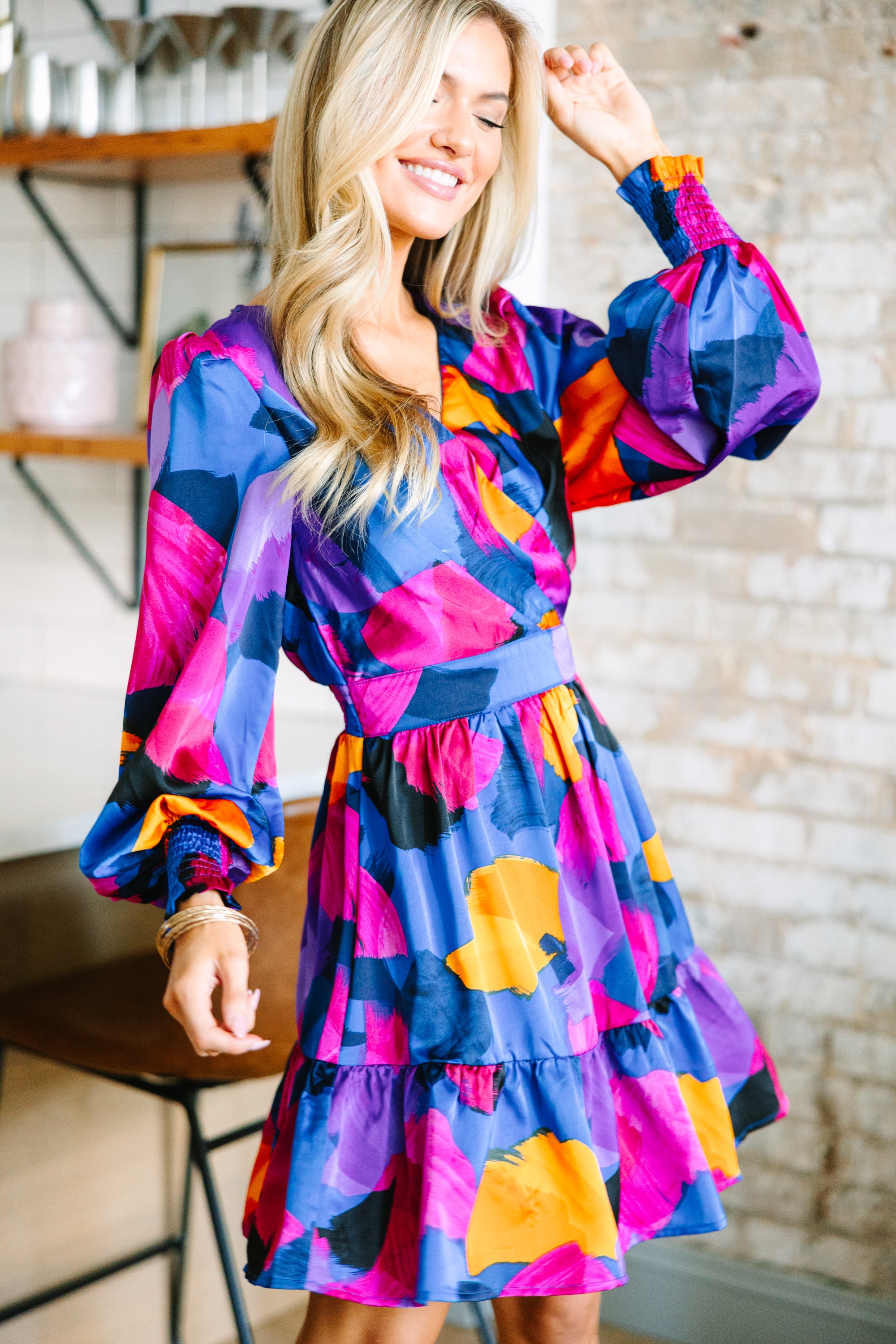 Mention You By Name Purple Abstract Dress