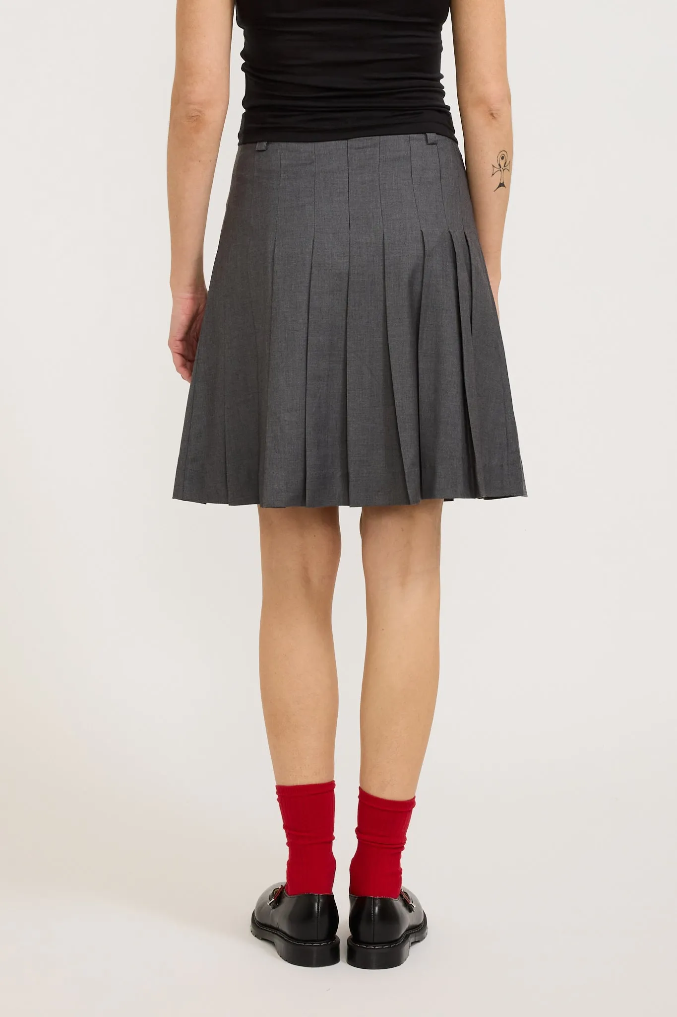 Midi Pleats Skirt Charcoal Grey