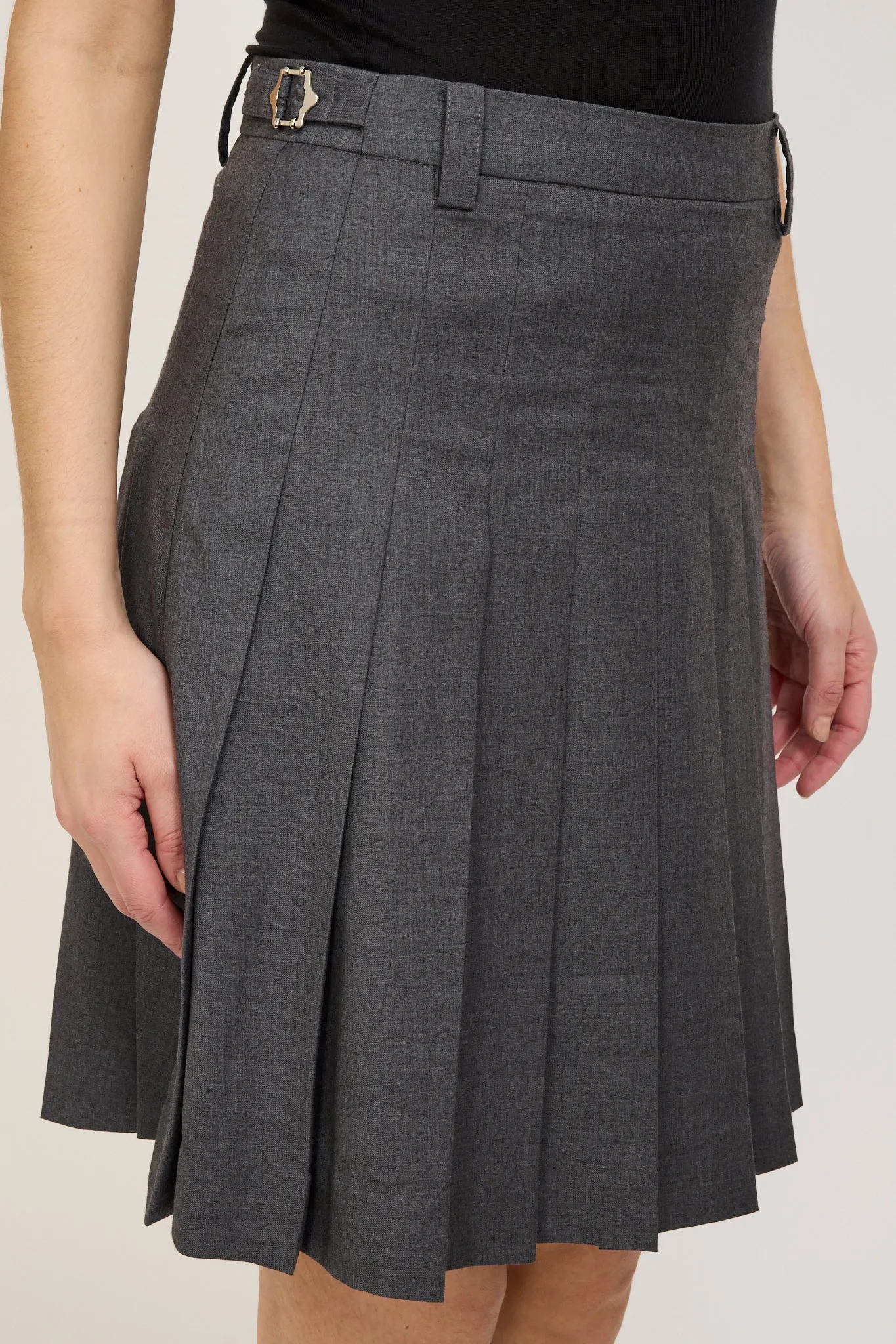 Midi Pleats Skirt Charcoal Grey