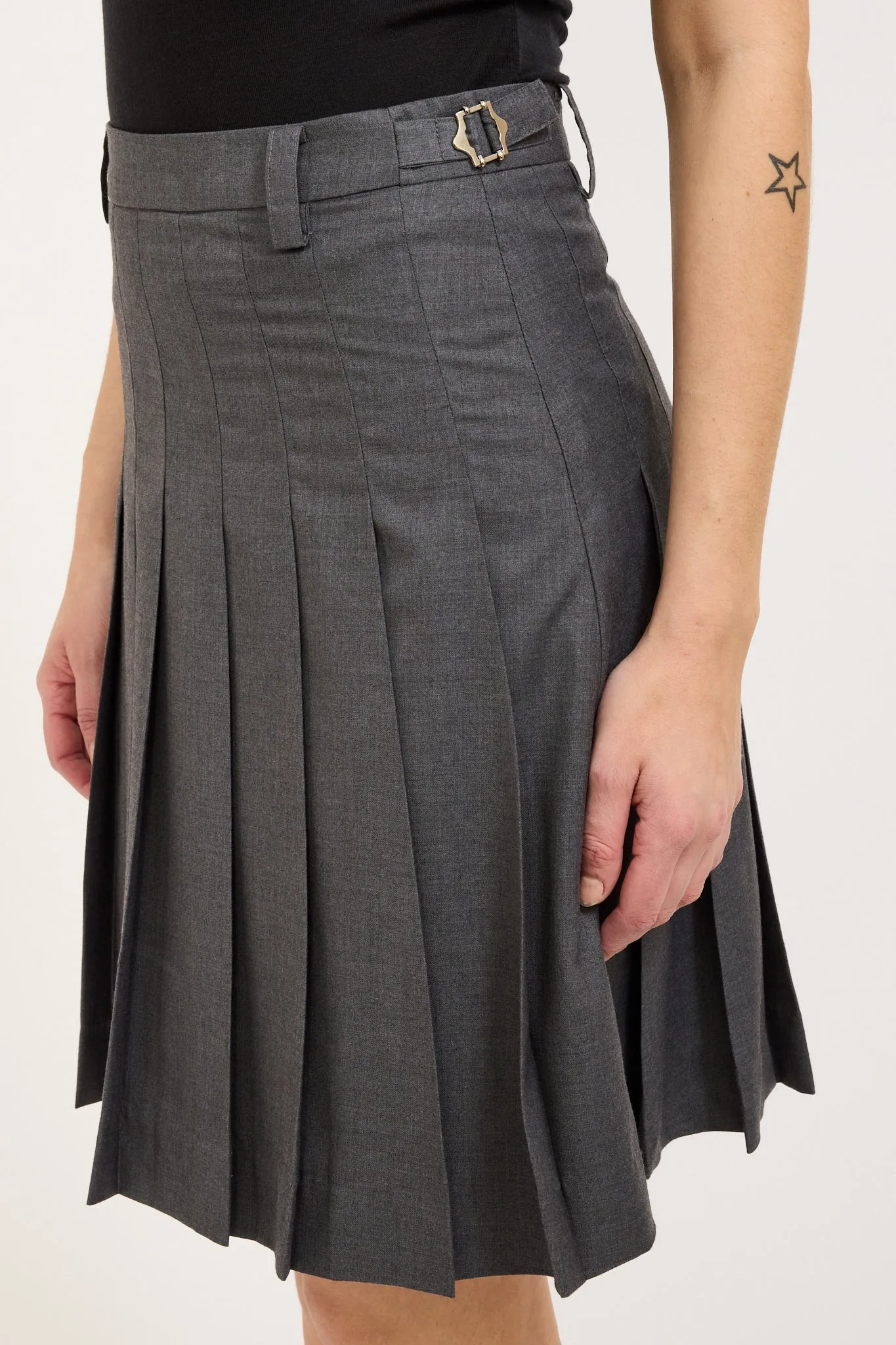 Midi Pleats Skirt Charcoal Grey