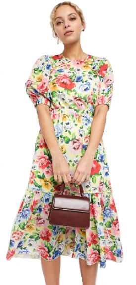 Midi Tea Lemon Floral Dress