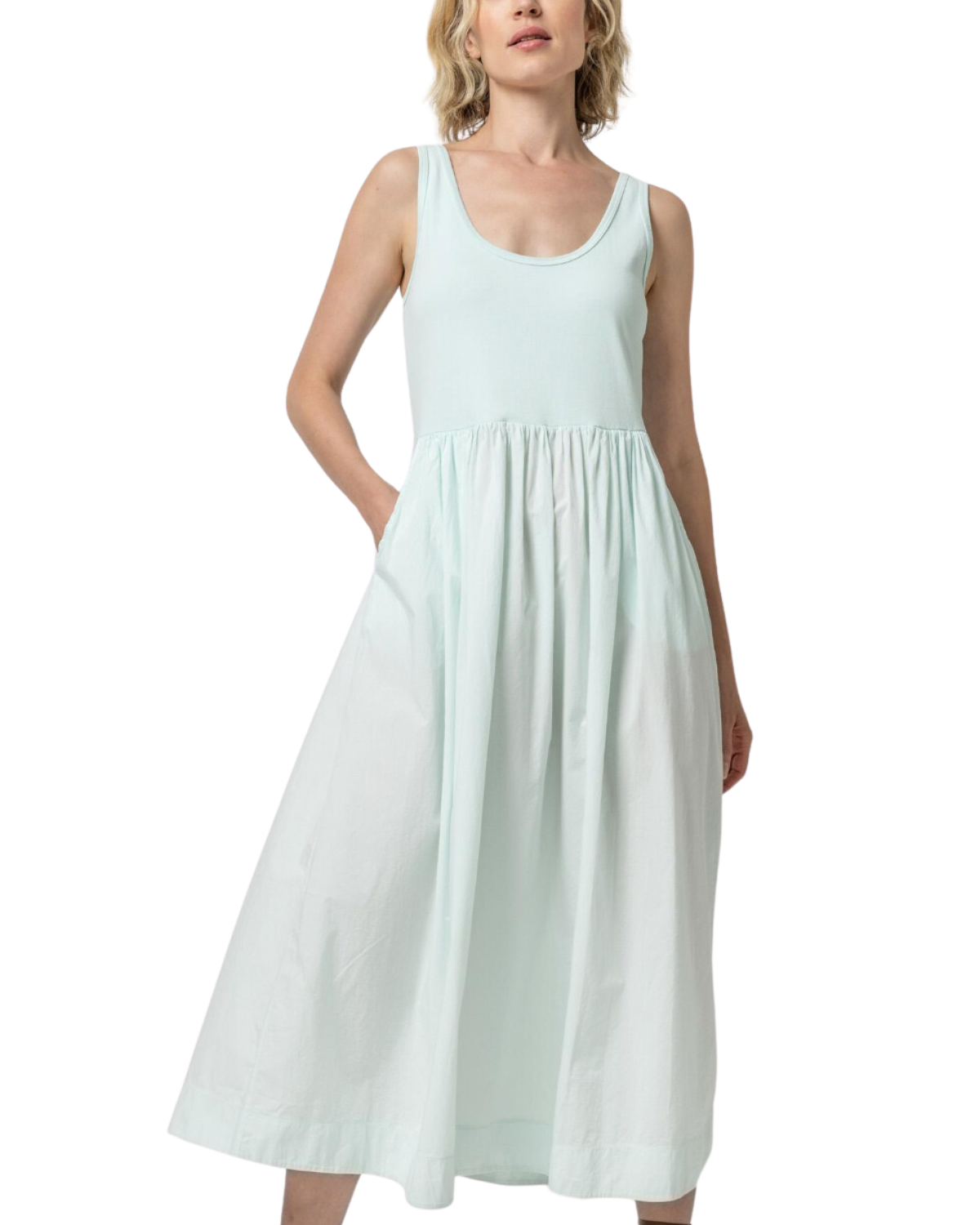 Mixed Media Maxi Dress (Sky Blue)