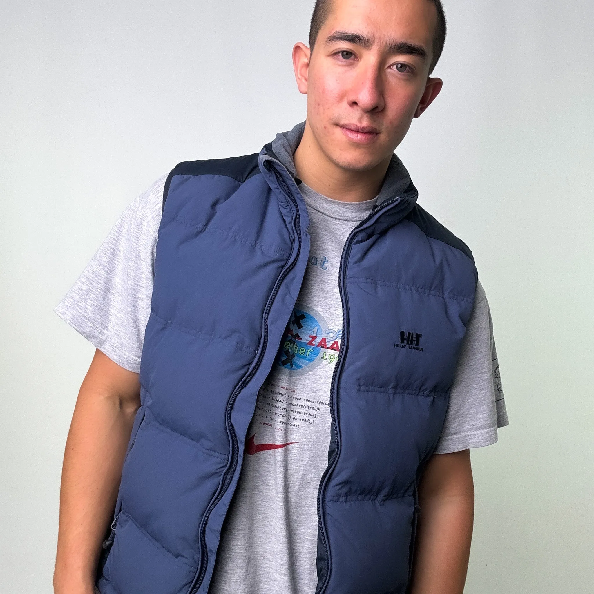 Navy Blue 90s Helly Hansen Puffer Jacket Coat Gilet (L)