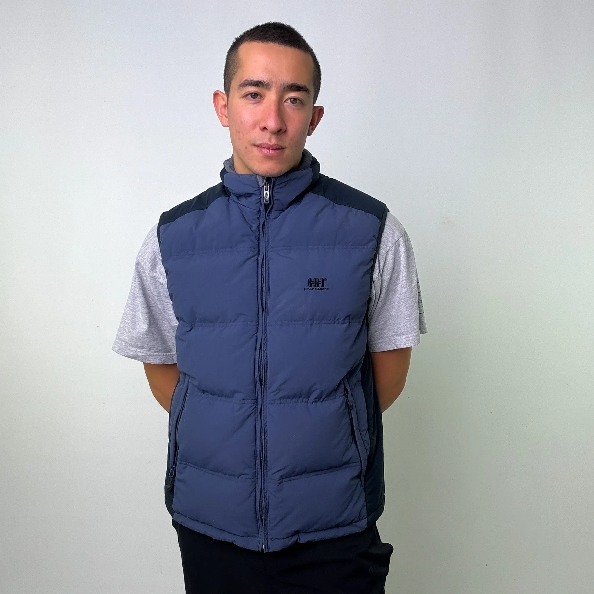 Navy Blue 90s Helly Hansen Puffer Jacket Coat Gilet (L)