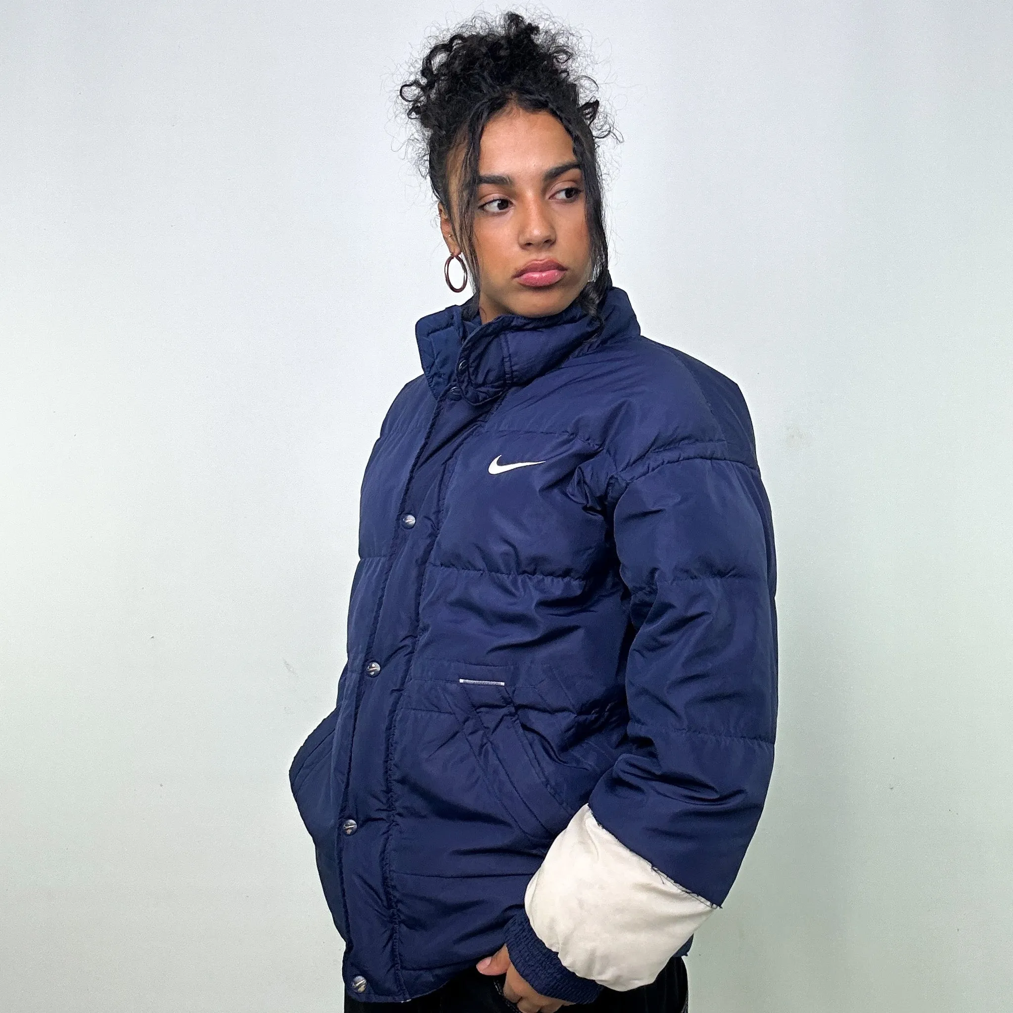 Navy Blue 90s NIKE Puffer Jacket Coat (L)